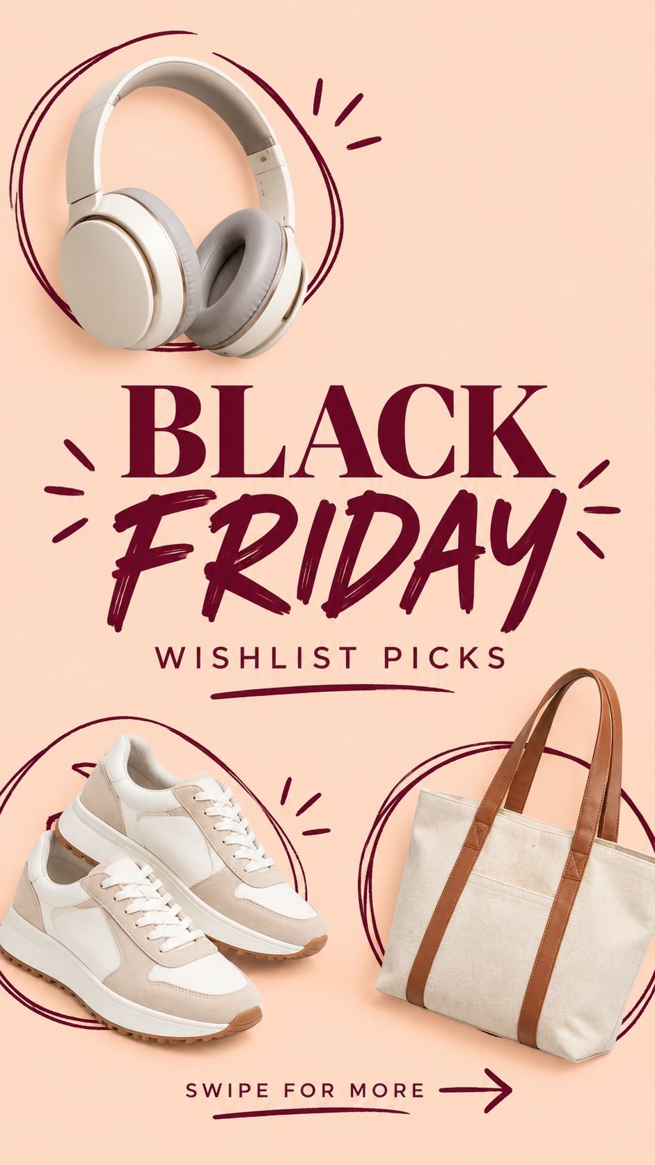 Portada de carrusel de favoritos: ejemplo de diseño de Black Friday con IA