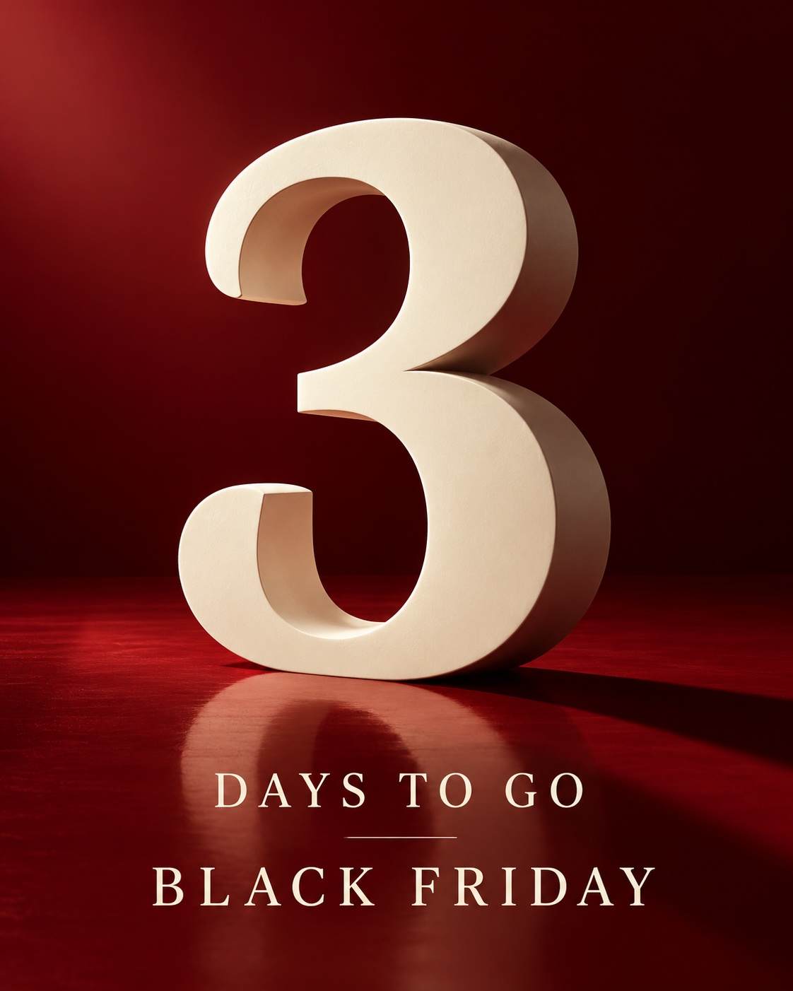 Noch drei Tage – KI-Designbeispiel für Black Friday