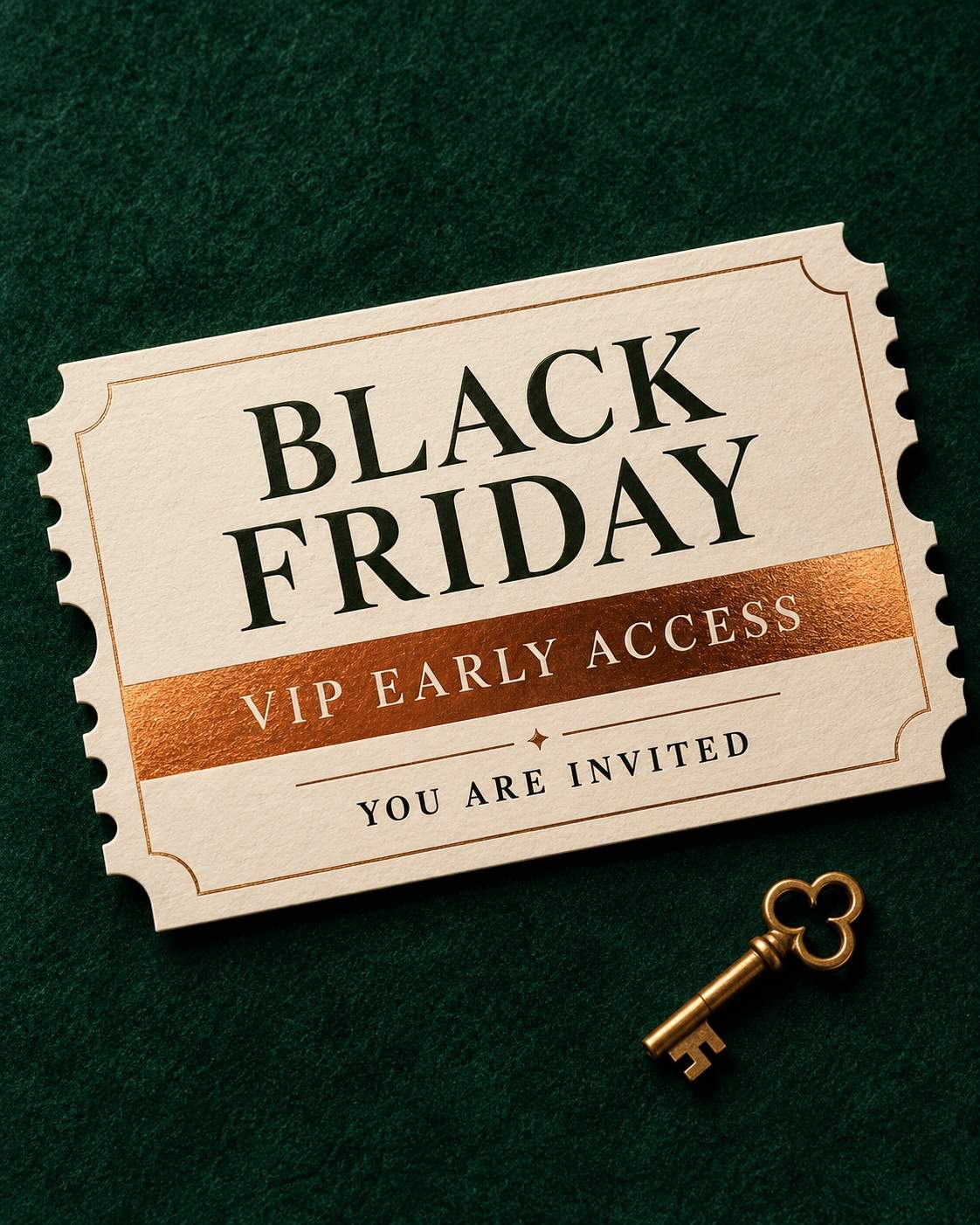 Entrada VIP de acceso anticipado: ejemplo de diseño de Black Friday con IA