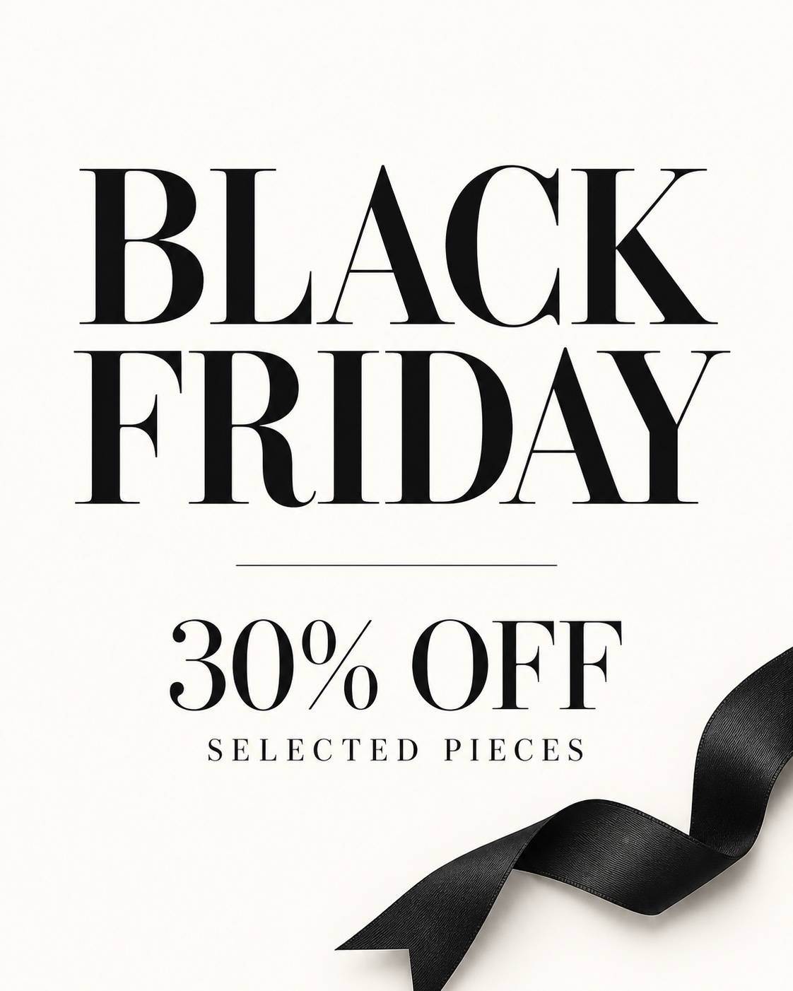 Ruhige Schwarz-Weiß-Aktion – KI-Designbeispiel für Black Friday