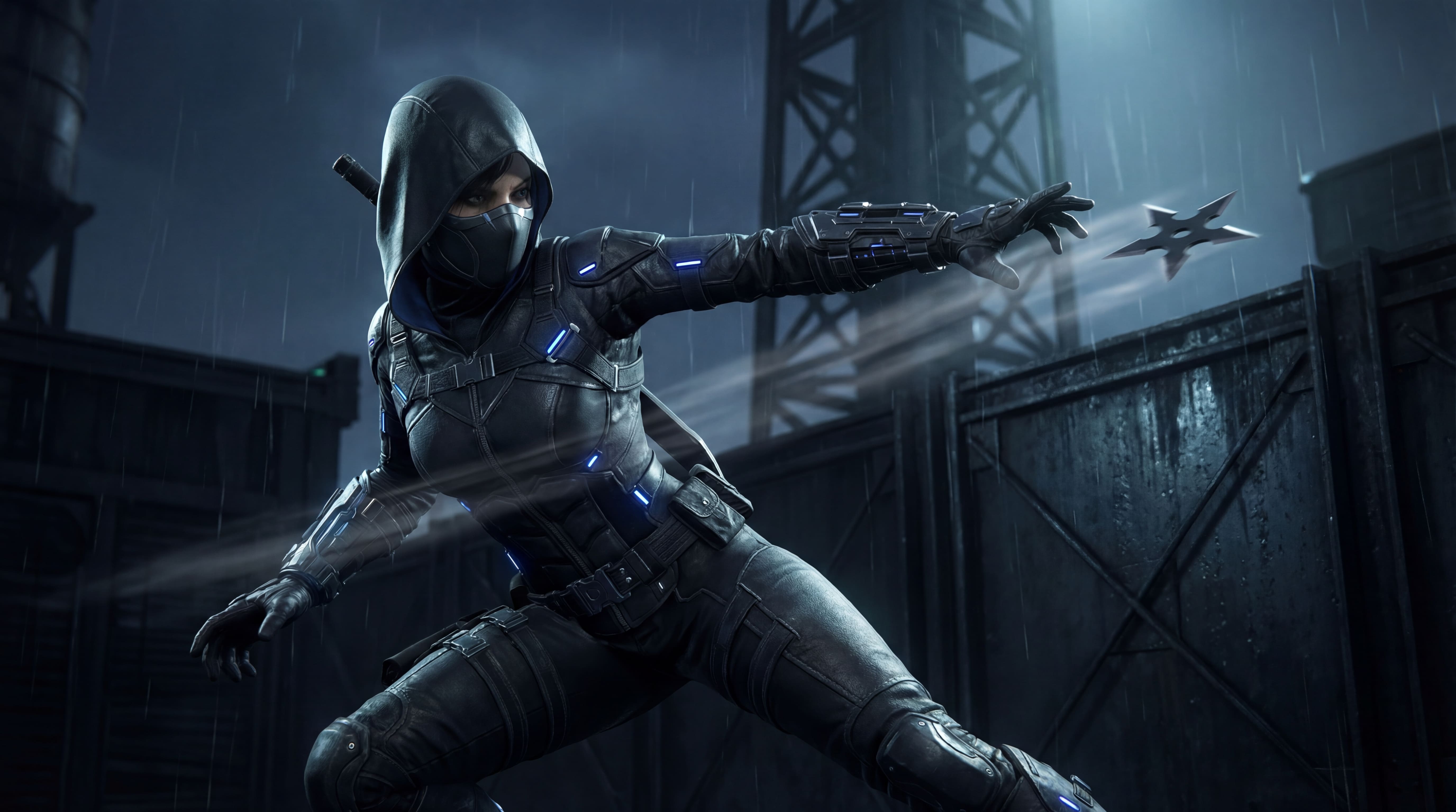 ninja furtive IA en combinaison tactique moderne personnage de jeu