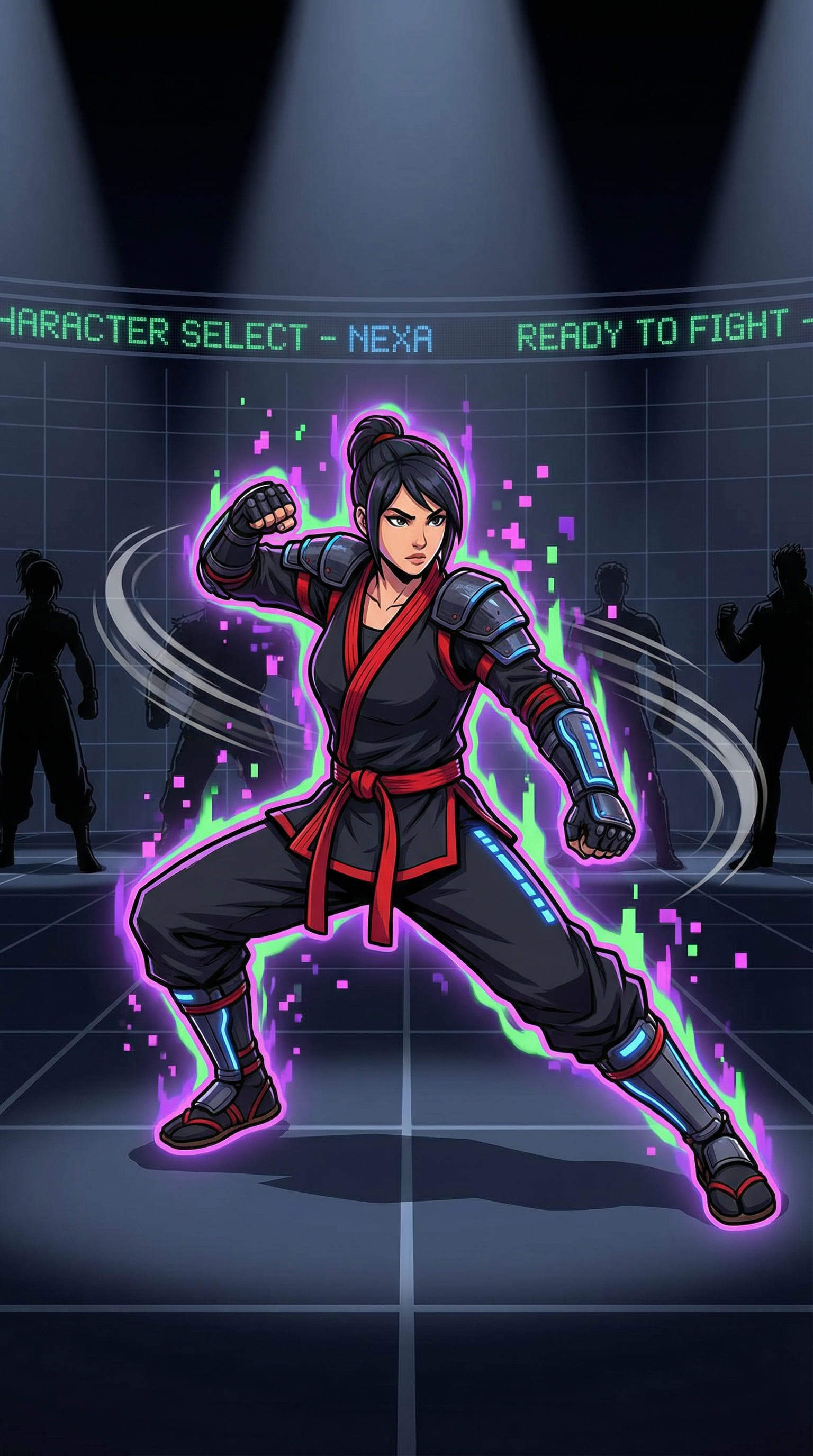 combattante de rue IA en gi d’arts martiaux personnage de jeu