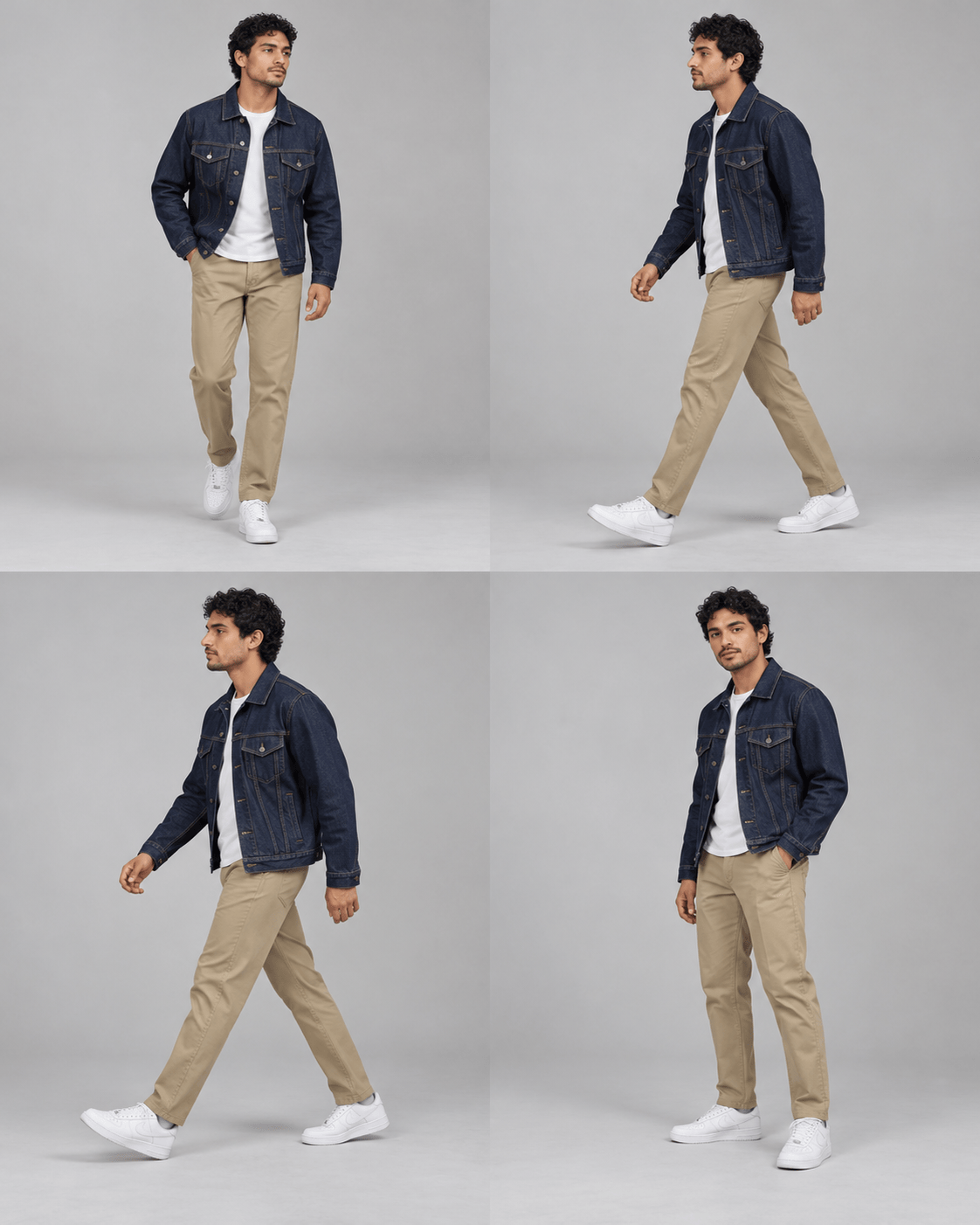 Four-Frame Walking Sequence with consistent model and outfit