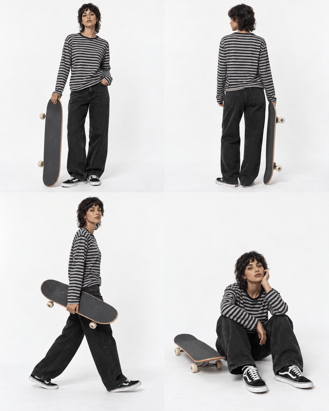 Minimal Skatewear Lookbook with consistent model and outfit