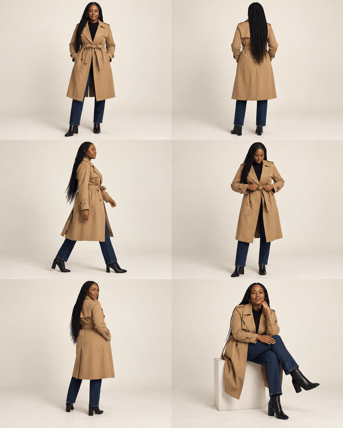 Trench Coat Autumn Edit with consistent model and outfit