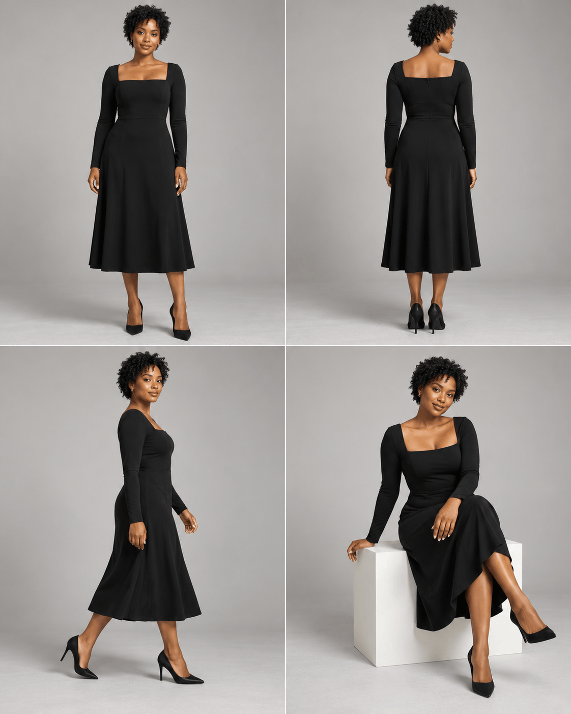 Black Evening Dress Editorial with consistent model and outfit