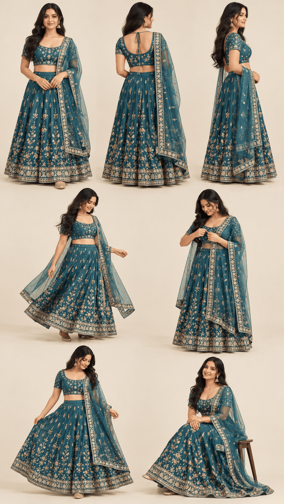 Embroidered Lehenga Lookbook with consistent model and outfit