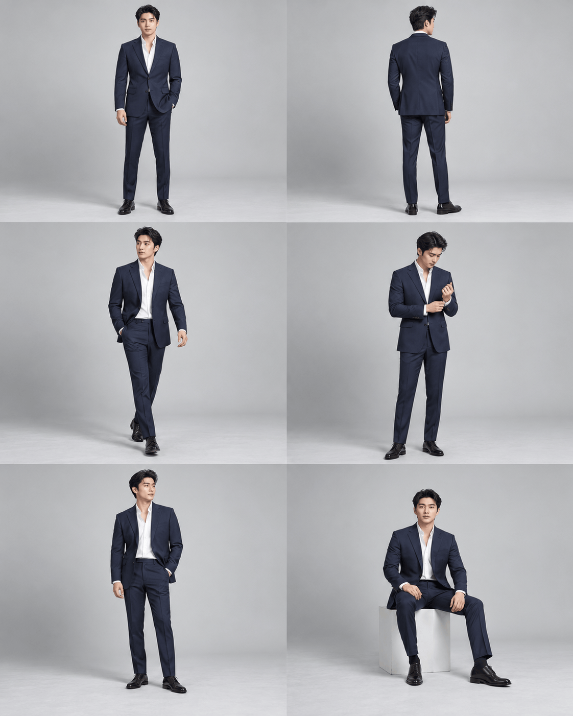 Modern Suit Event Poses with consistent model and outfit