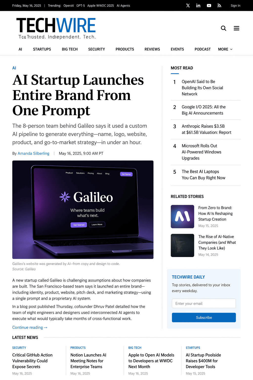 Breaking news page generated by gpt image 2