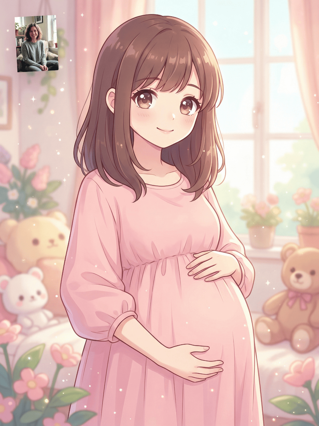 anime pregnant character cute style