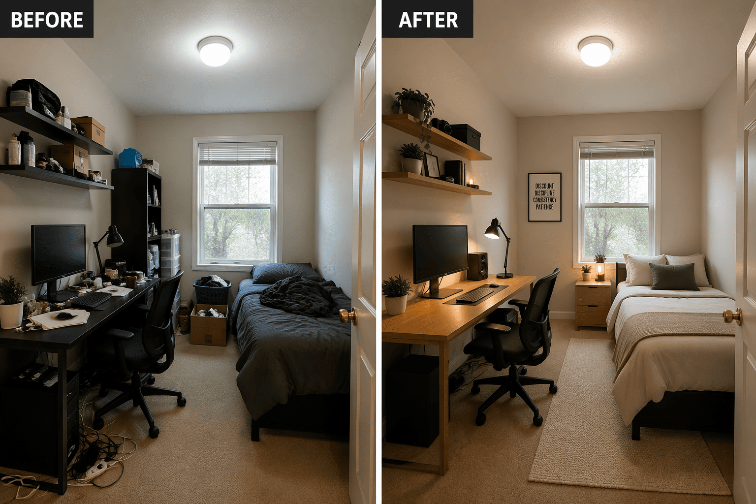 Bedroom makeover split generated by gpt image 2