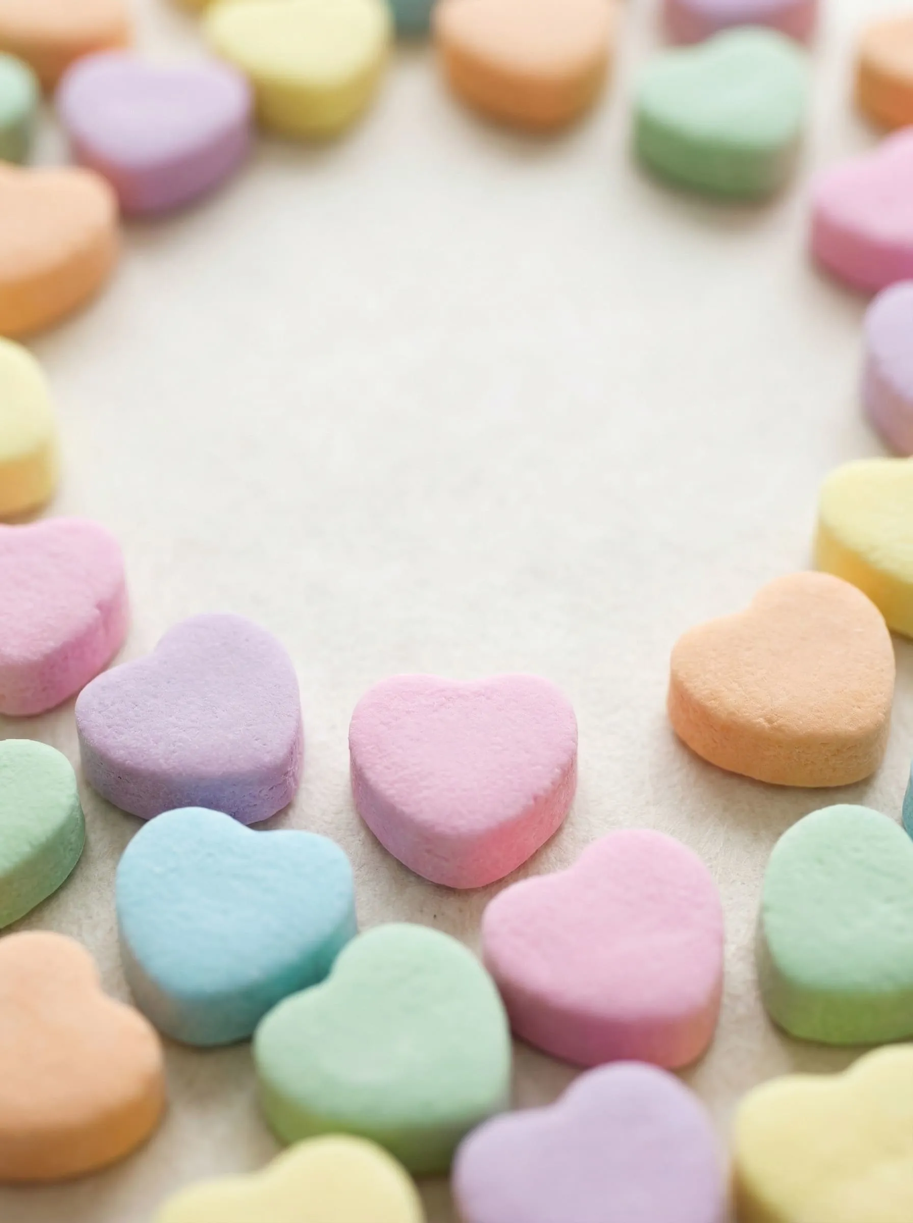 bonbons cœurs avec espace typographique