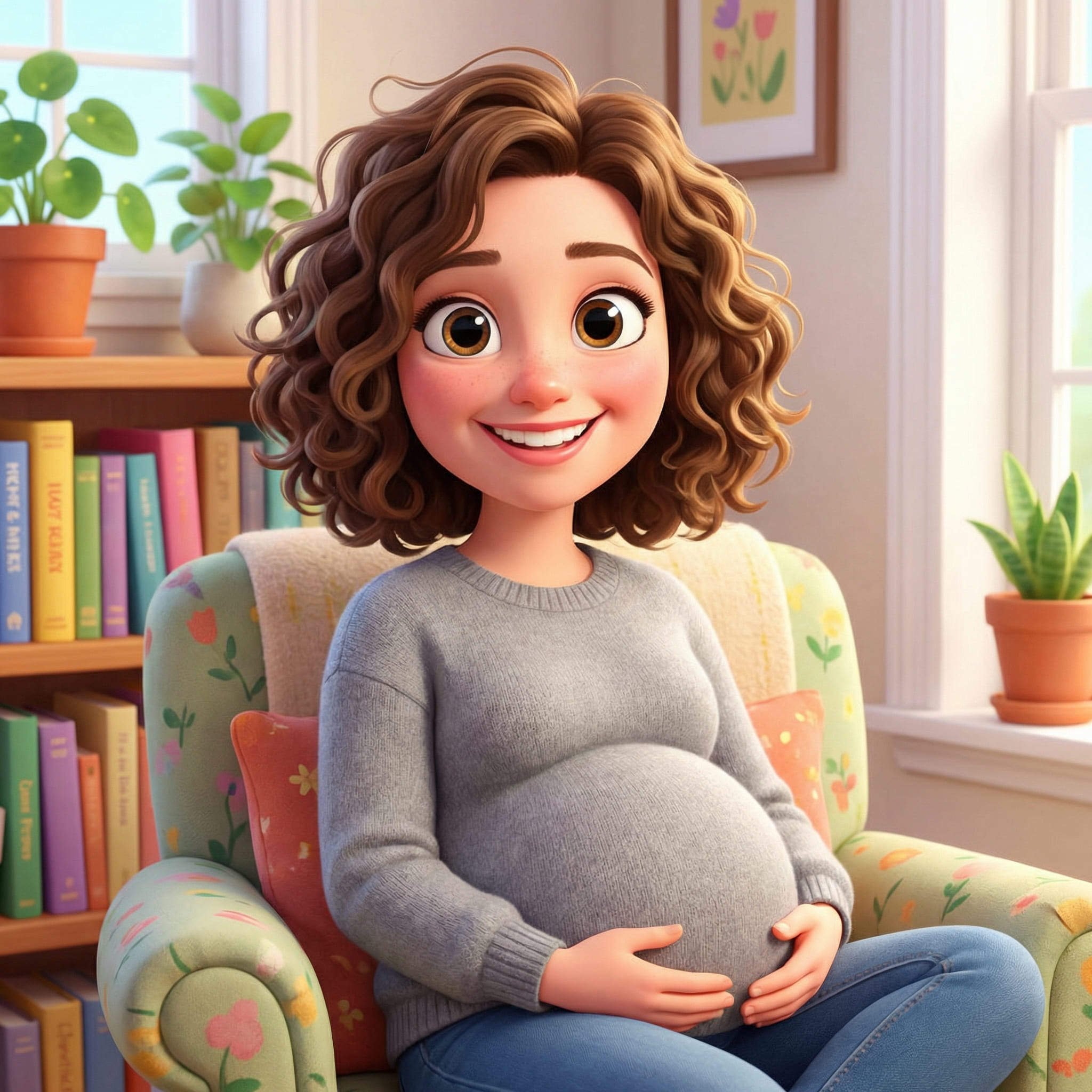 cartoon pregnant character fun style