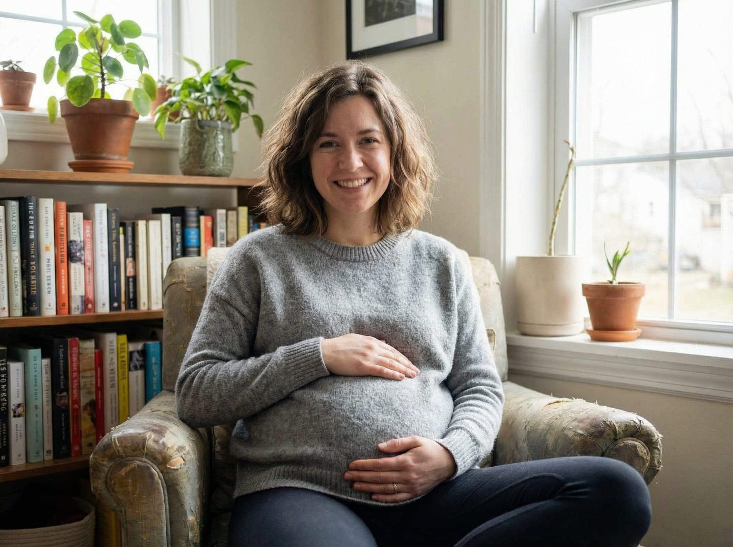 casual pregnant woman lifestyle photo