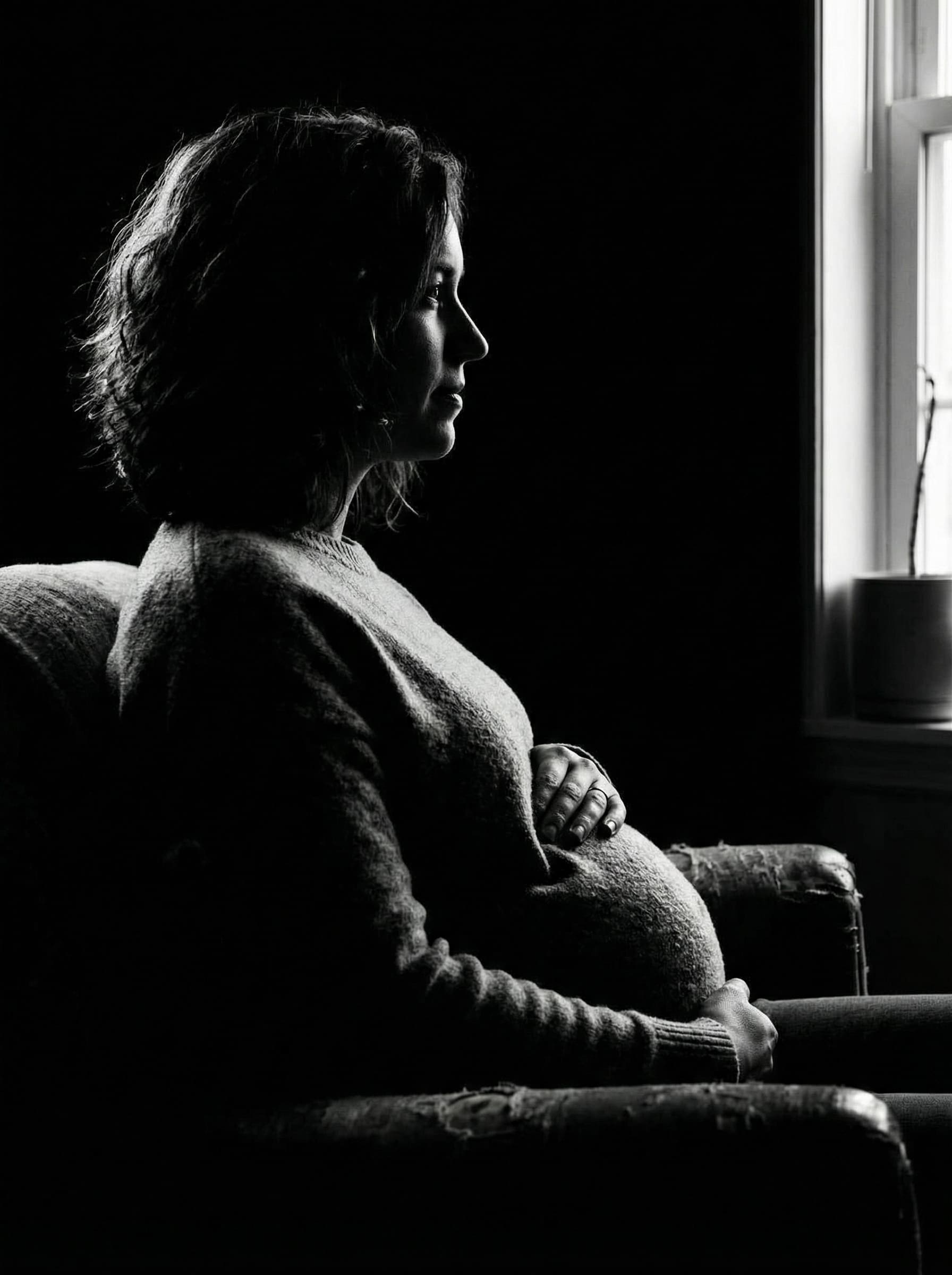 artistic pregnant silhouette shadow play