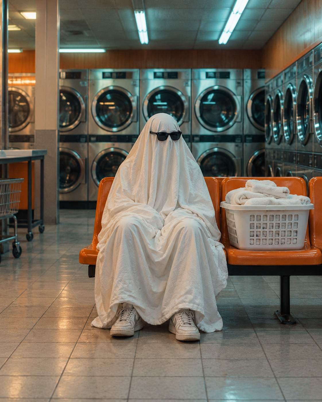 Halloween-Foto: Geist im Waschsalon