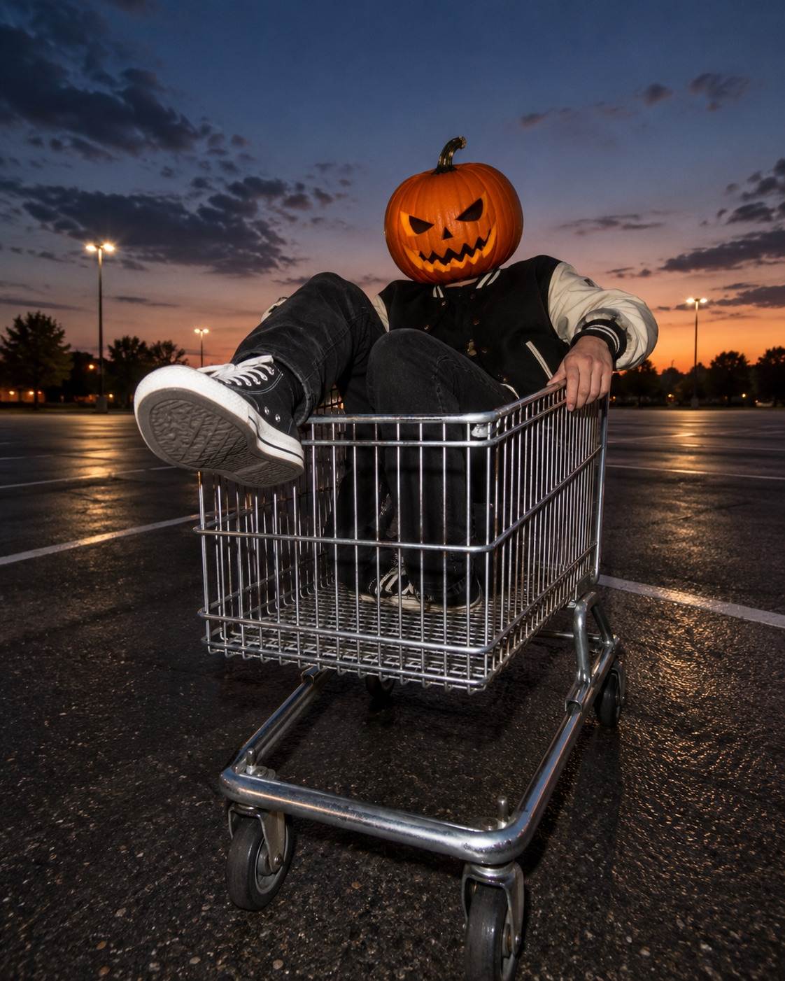 Foto de Halloween: Cabeza de calabaza en un carrito