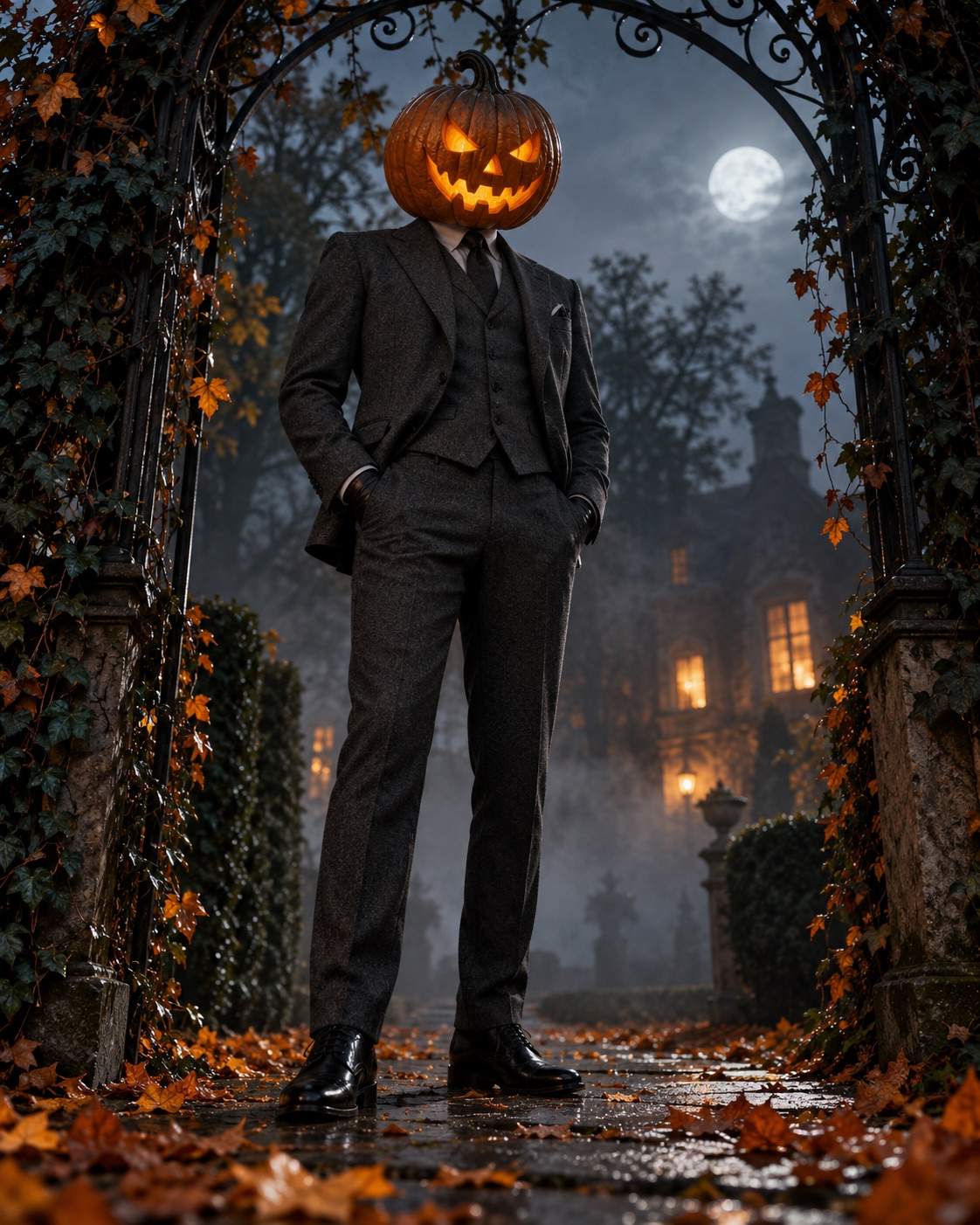 Halloween-Foto: Kürbiskönig im Maßanzug