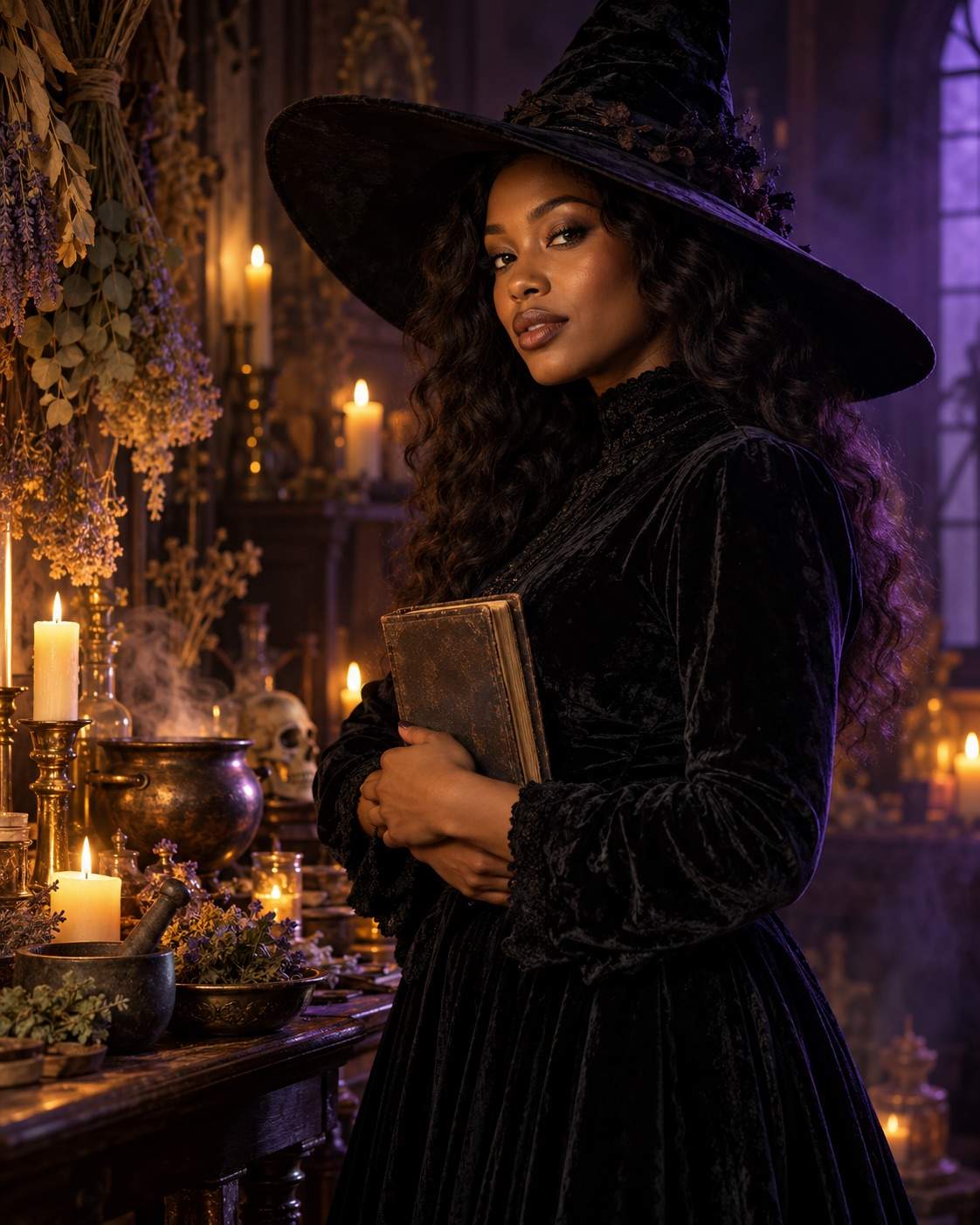 Candlelit Velvet Witch Halloween photo