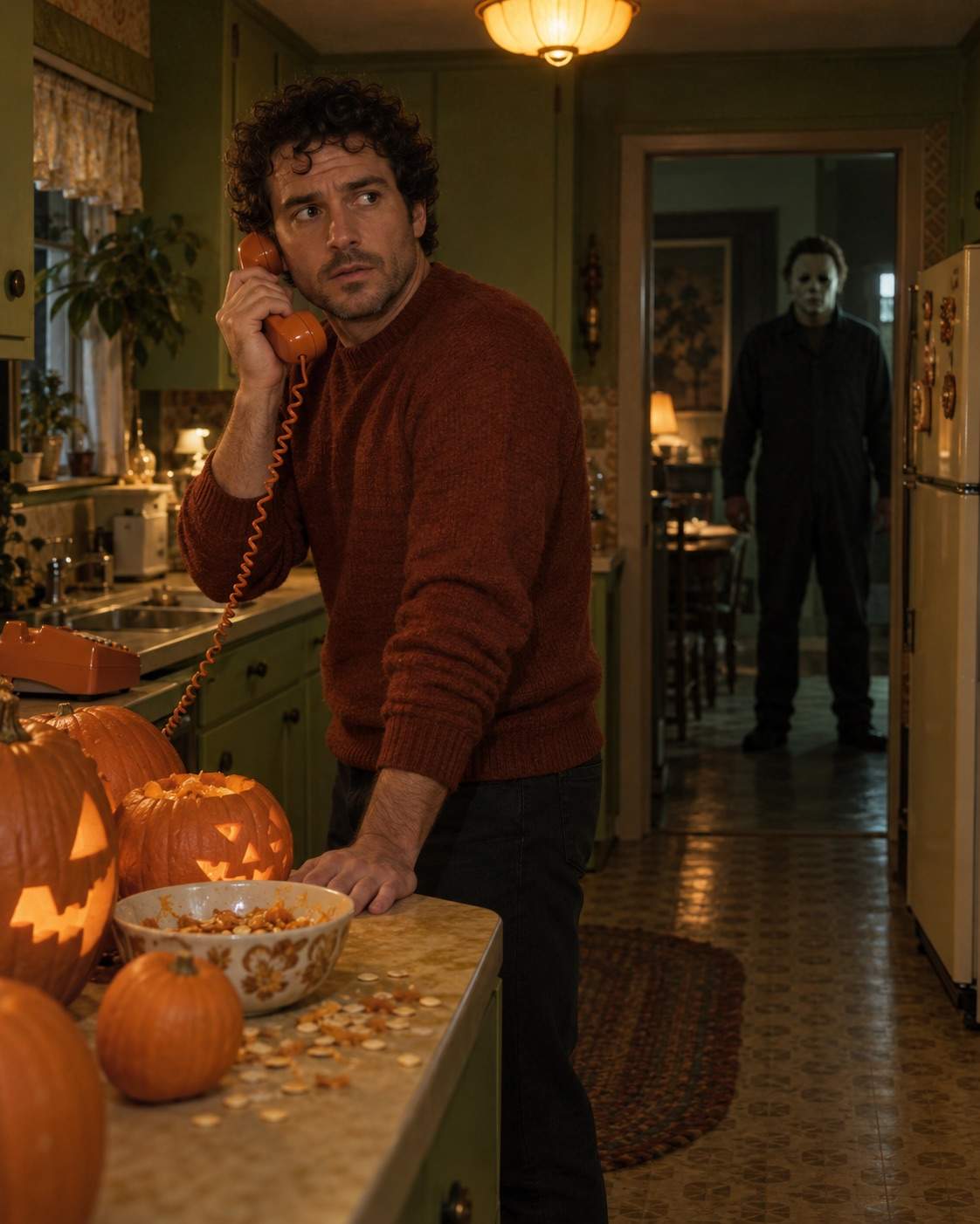 Retro Kitchen Phone Scare Halloween photo
