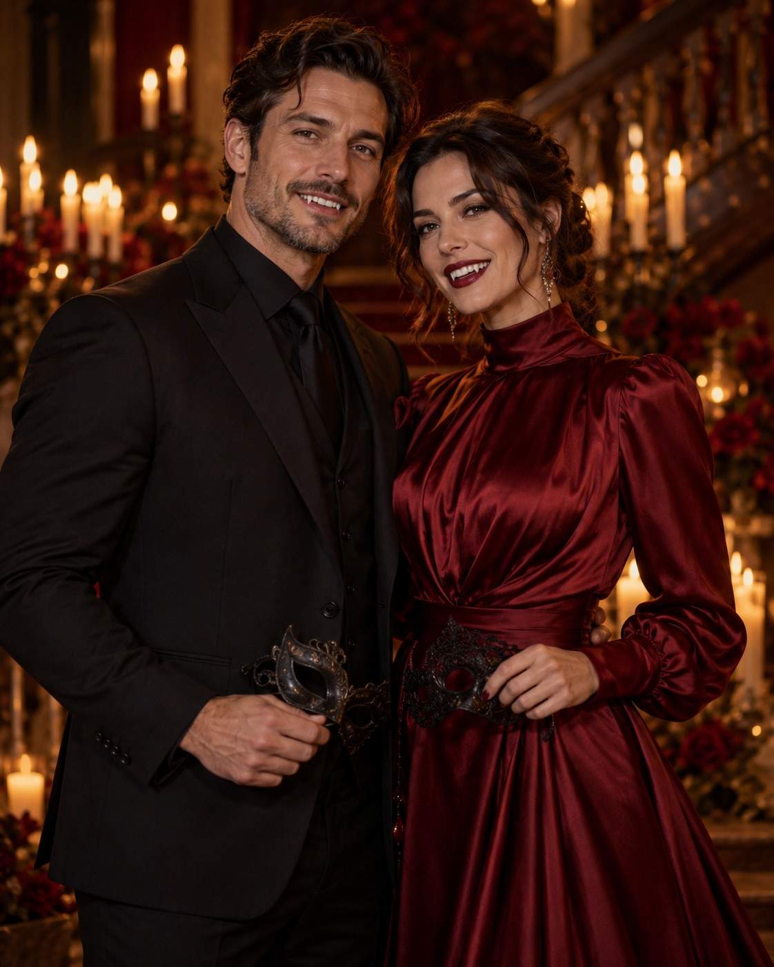 Photo d’Halloween : Couple de vampires au bal masqué