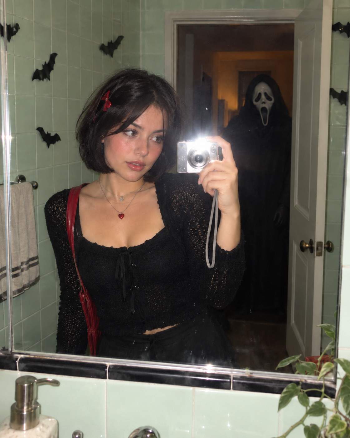 Bathroom Mirror Photobomb Halloween photo