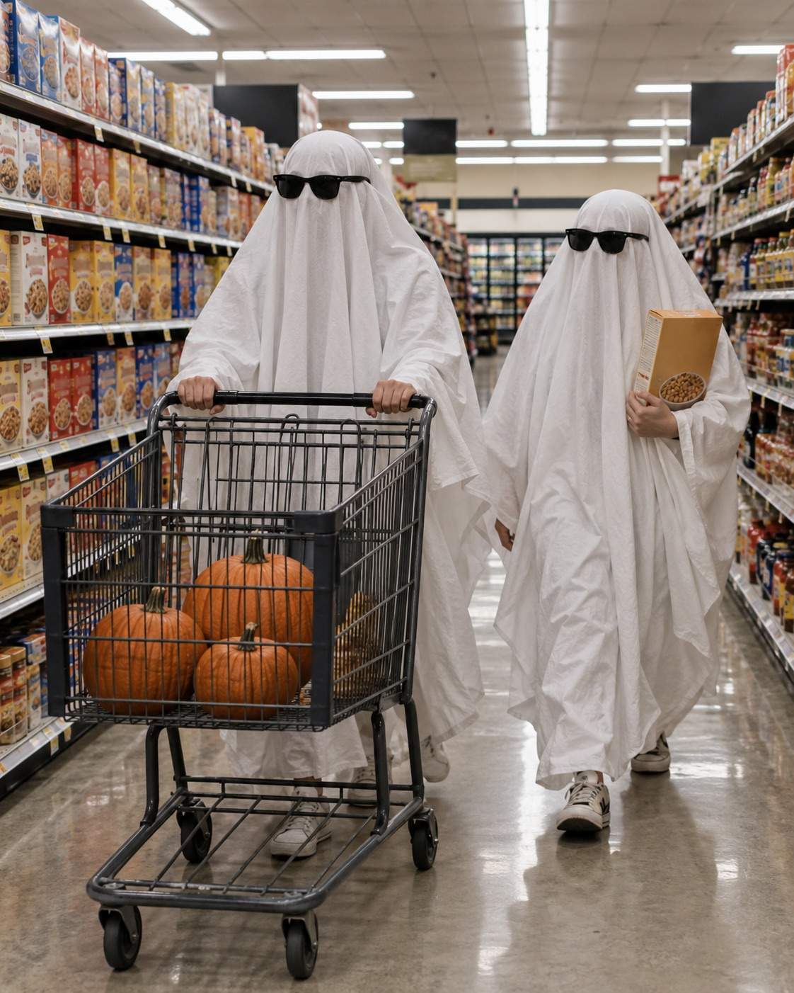 Halloween-Foto: Geister im Supermarktgang