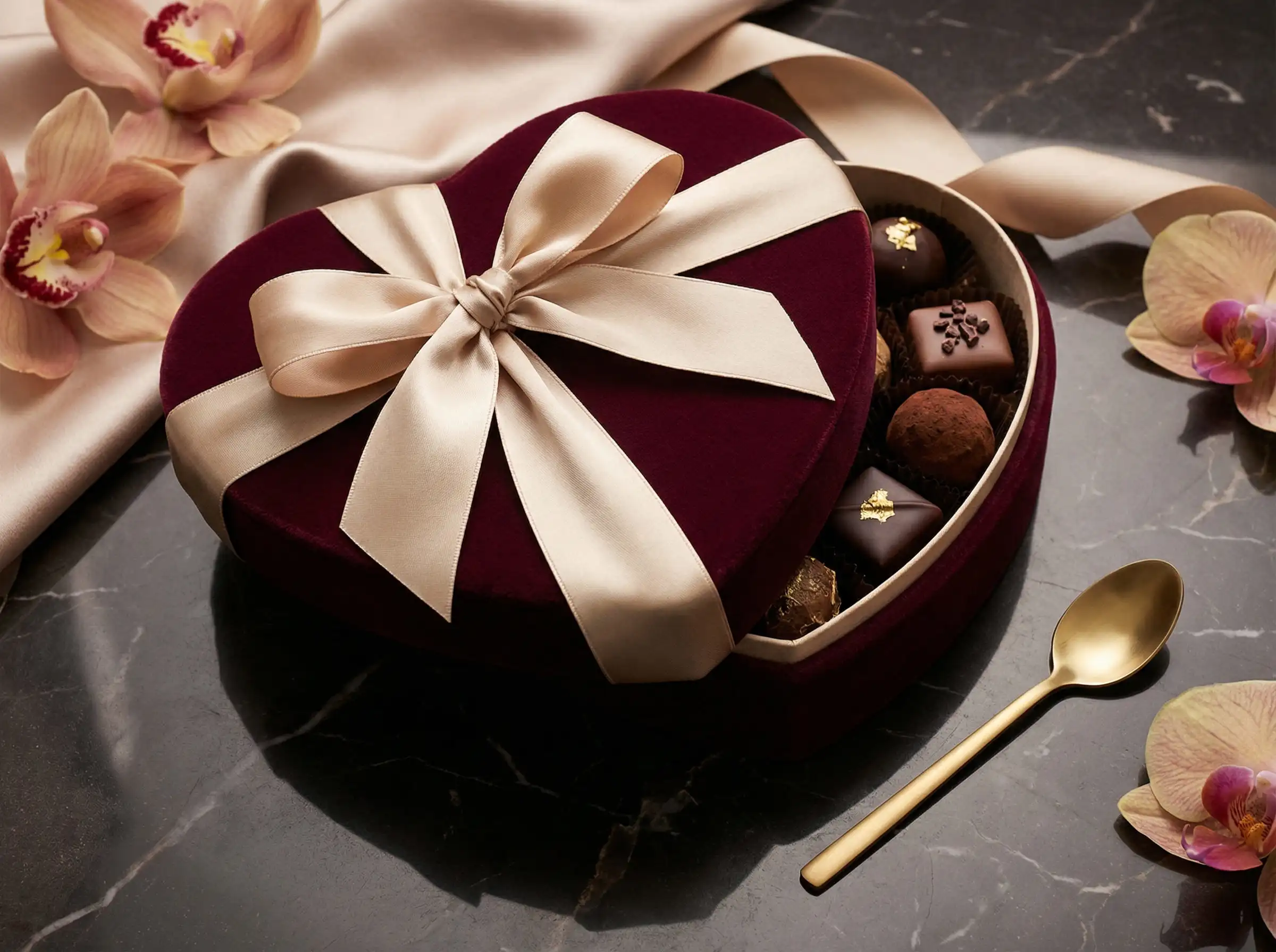 boîte de chocolats en forme de cœur