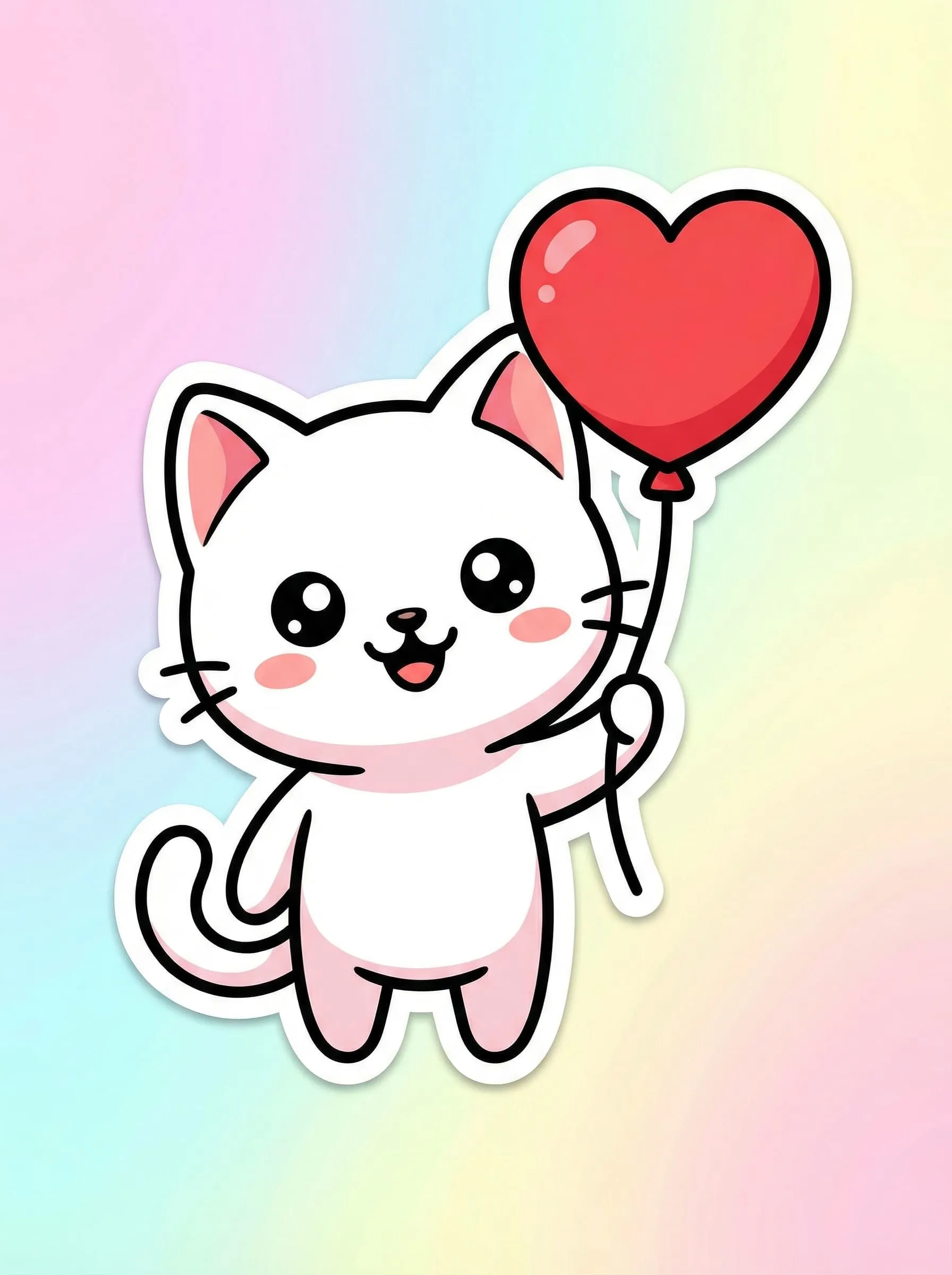 chat mignon avec ballon en forme de cœur