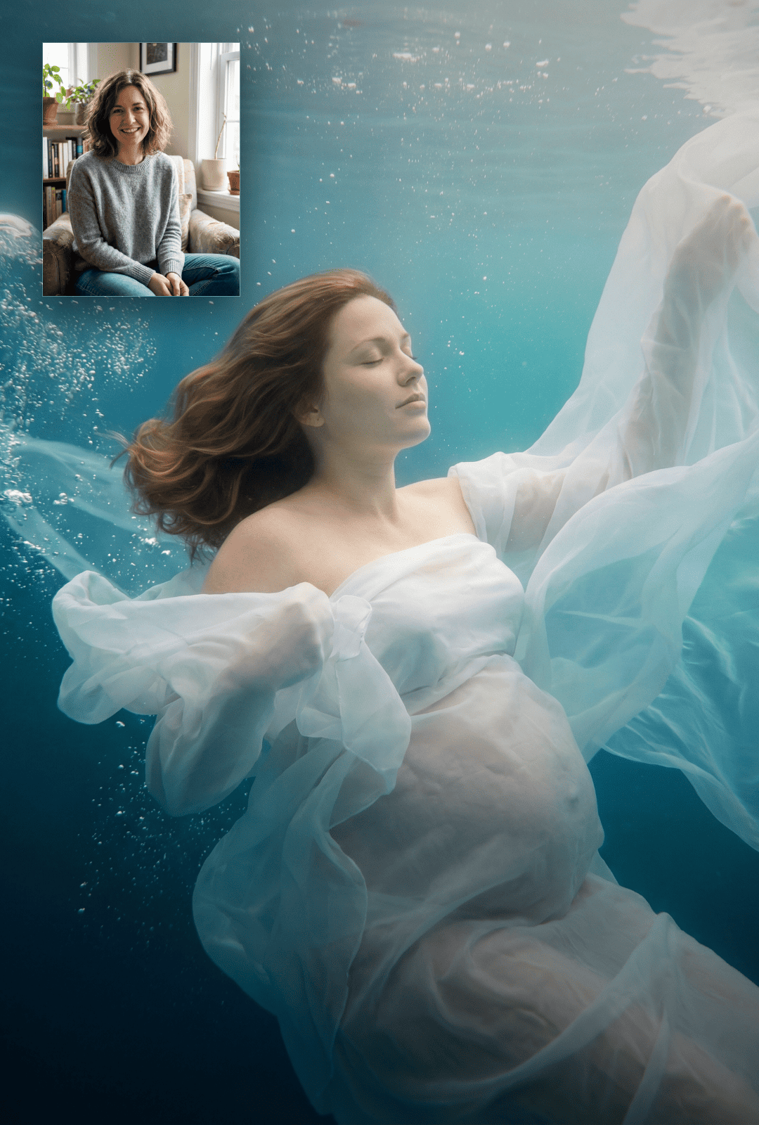 underwater pregnant woman artistic photo
