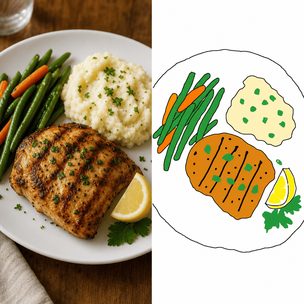 MS Paint AI food photo redraw doodle