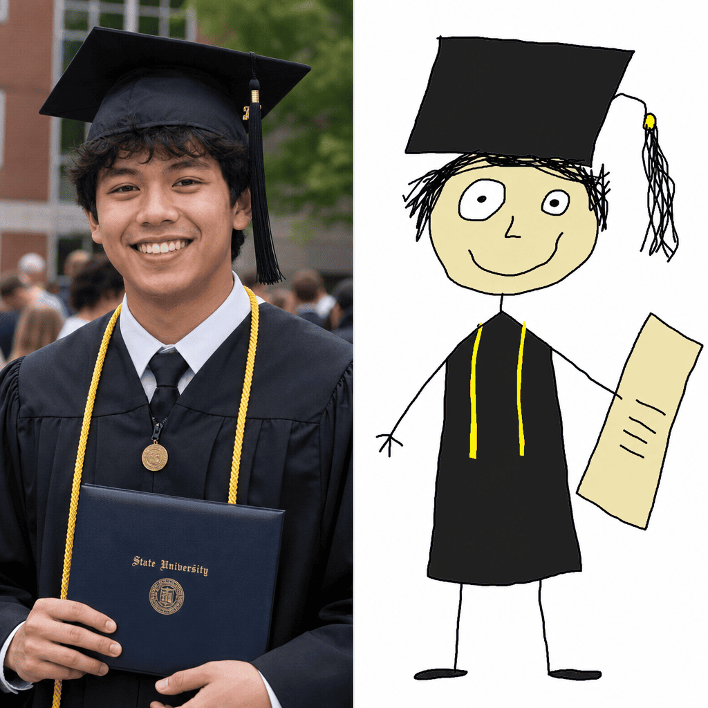 MS Paint AI graduation photo redraw