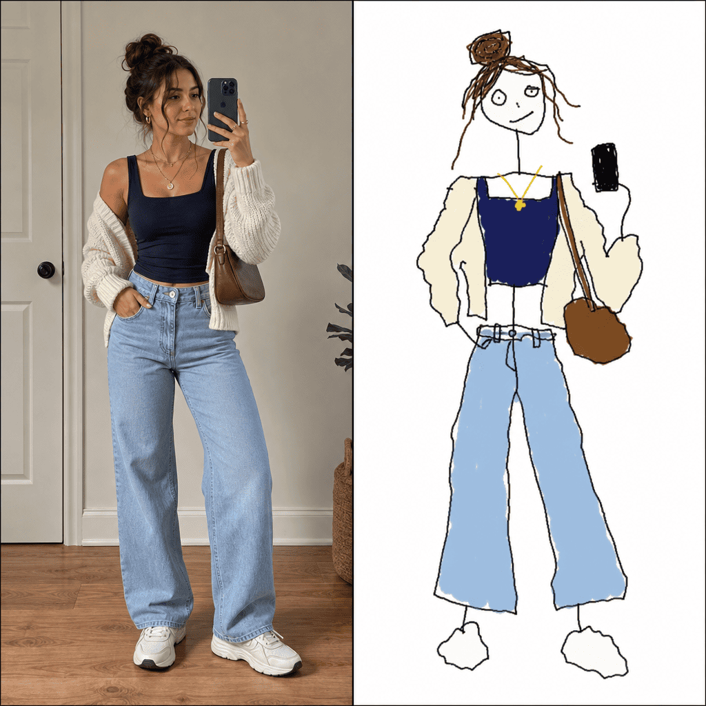 MS Paint AI outfit photo redraw doodle