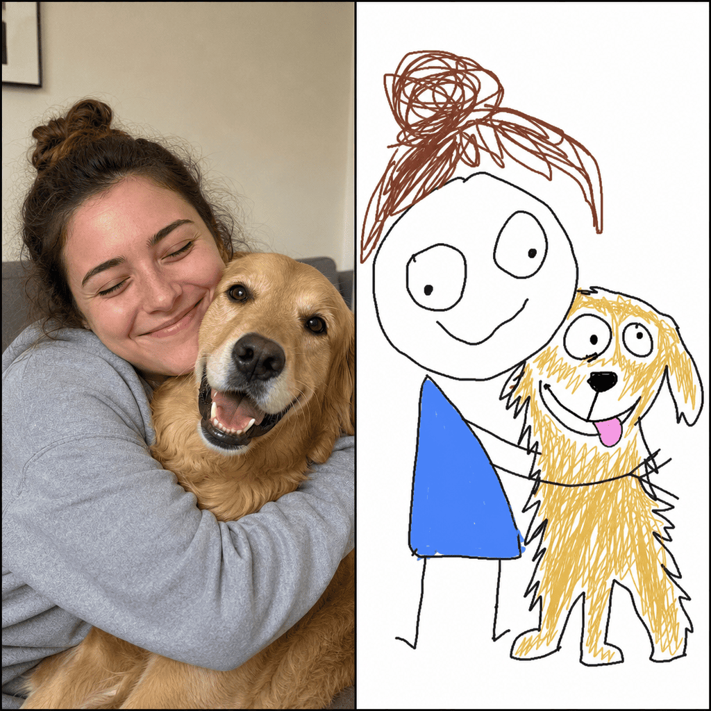 MS Paint AI pet and owner redraw