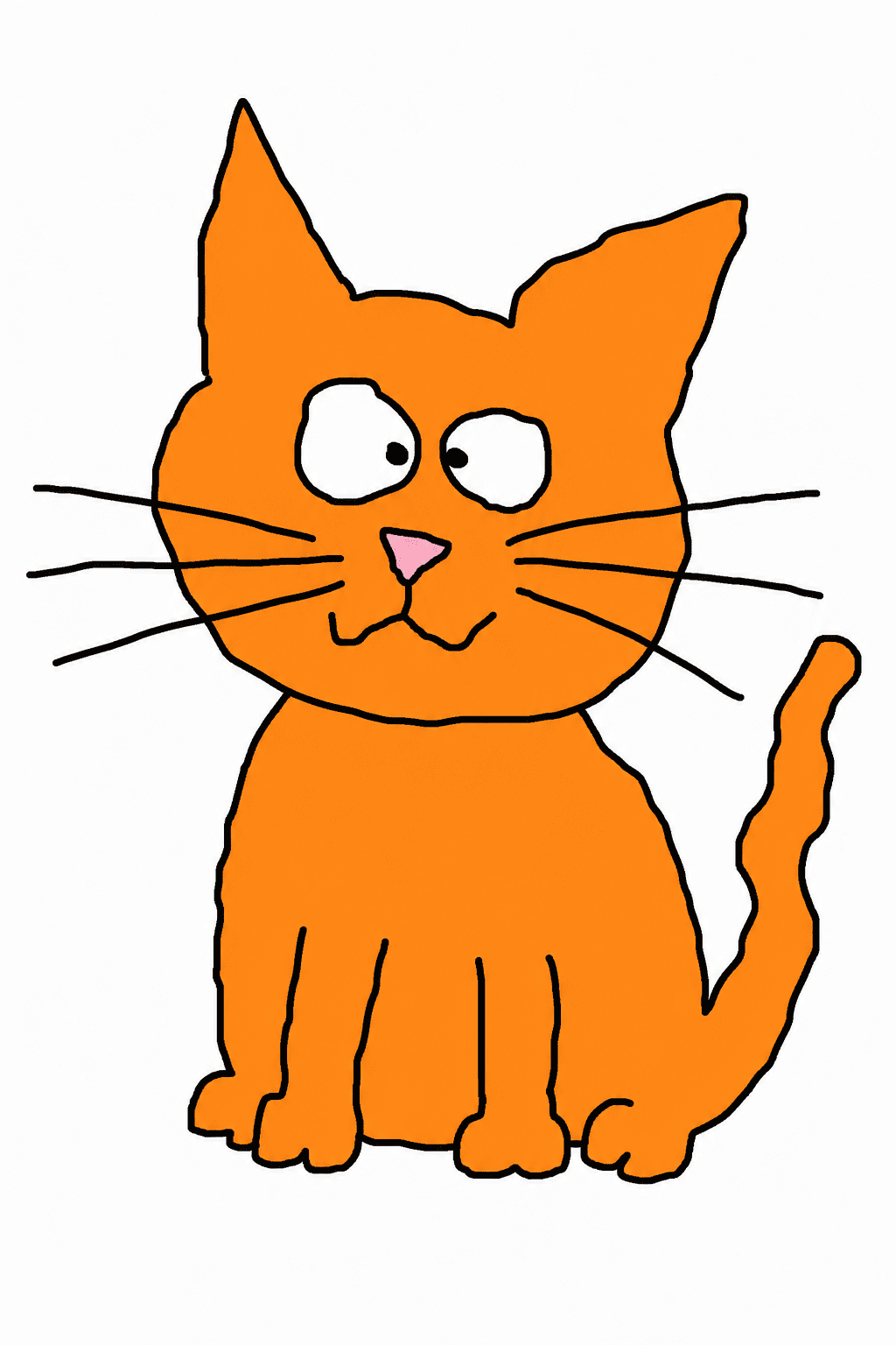 Scribbly MS Paint AI cat with crossed eyes
