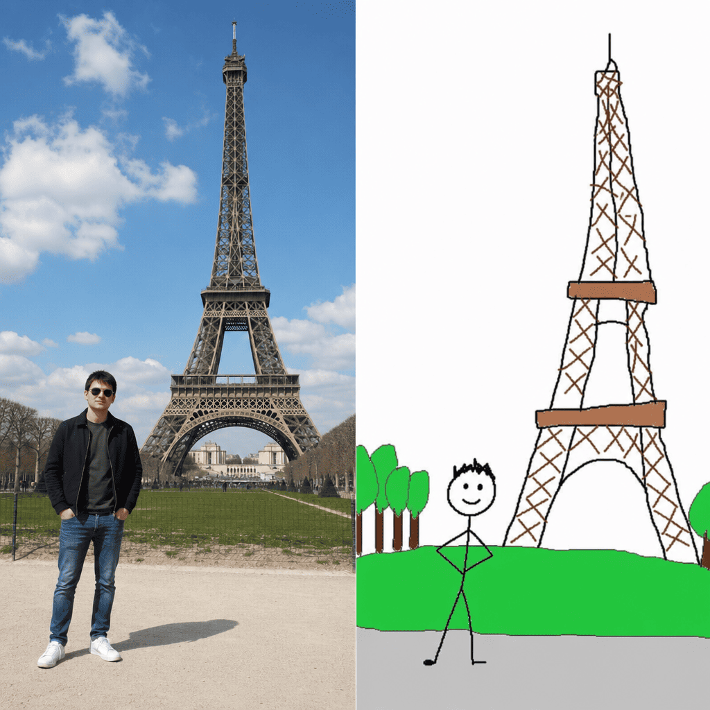 Funny MS Paint AI travel photo redraw