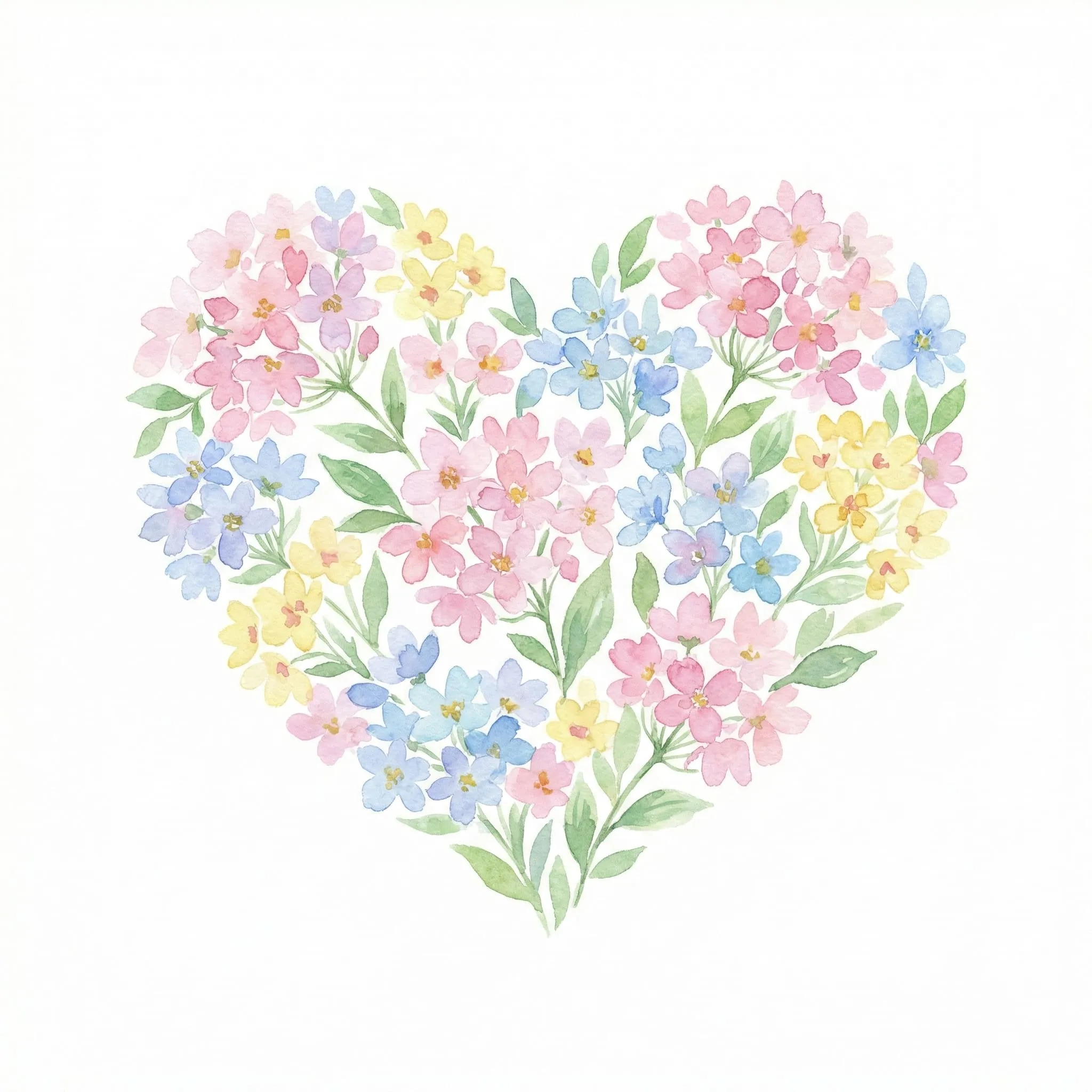 clipart de cœur avec fleurs peintes à la main