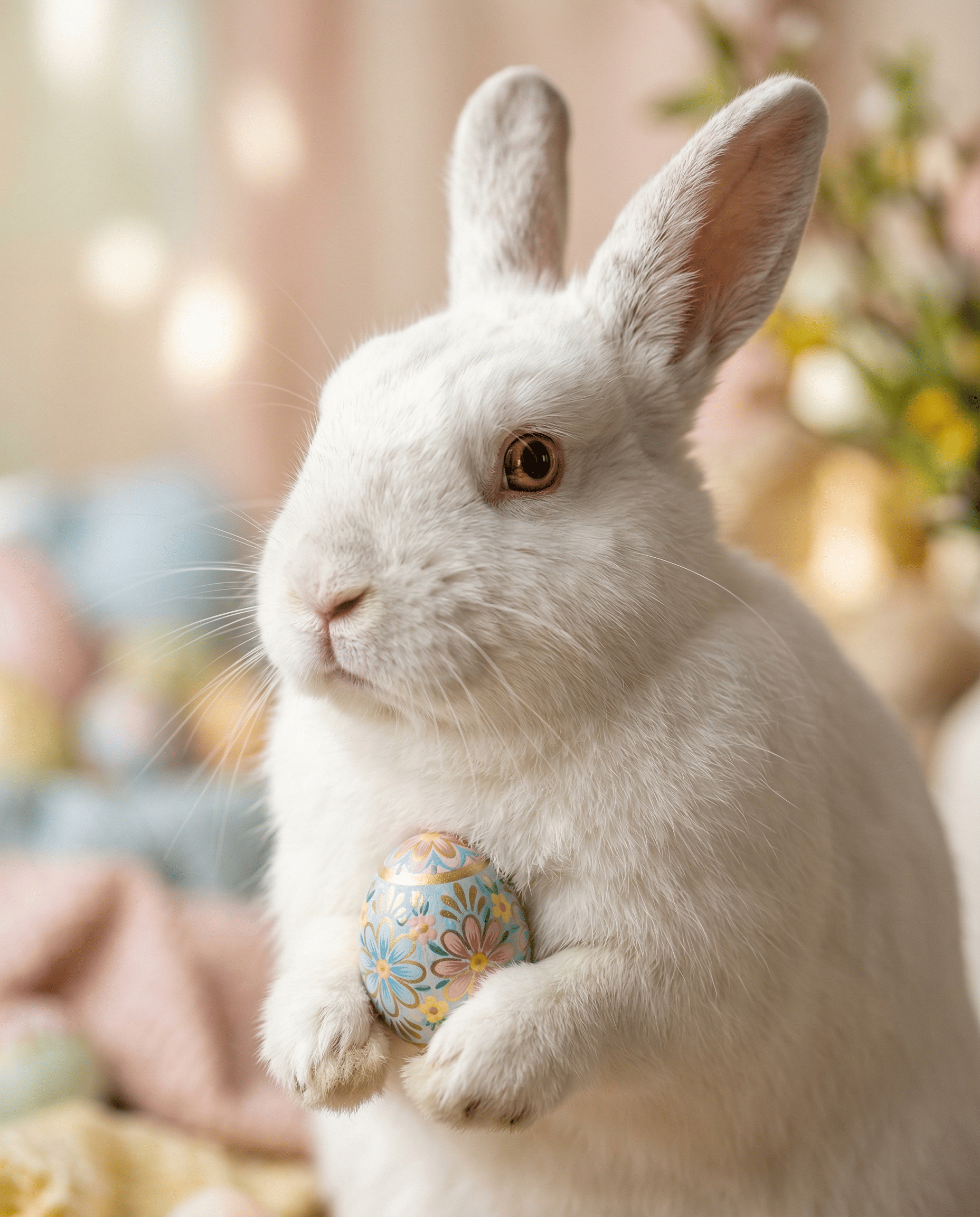 Hyperrealistic Easter bunny portrait studio photography