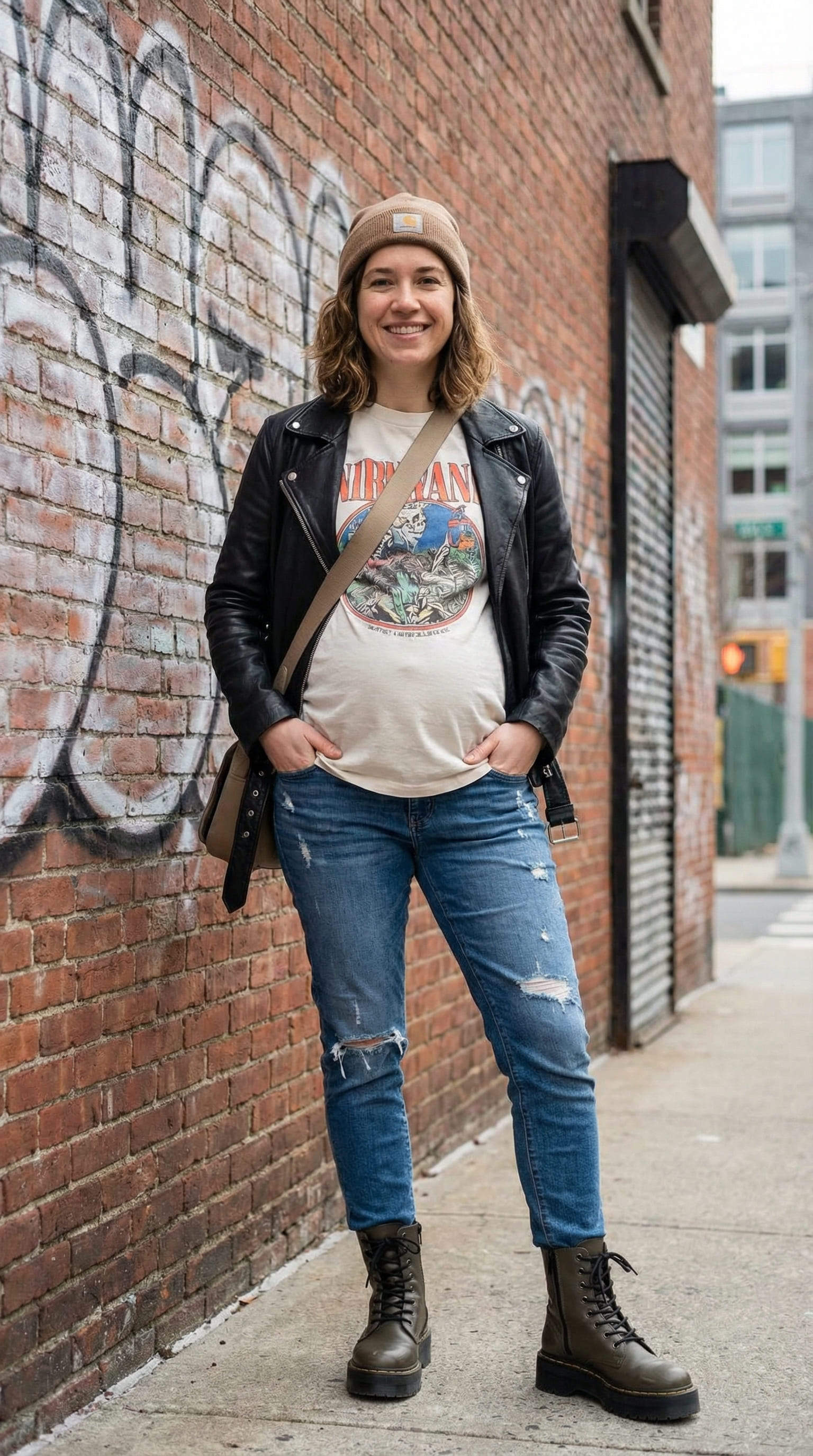pregnant woman urban street style