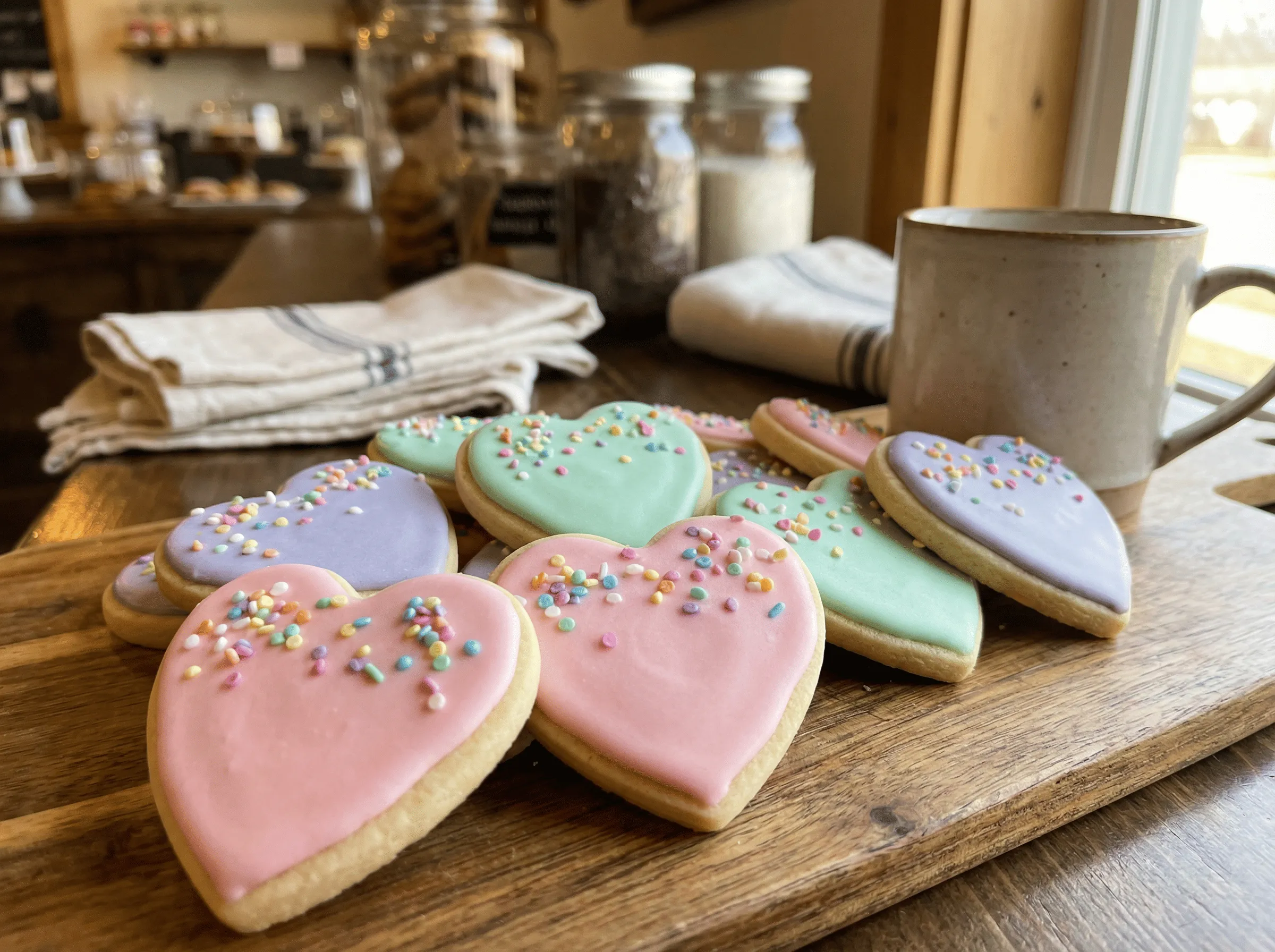 biscuits en forme de cœur glacés