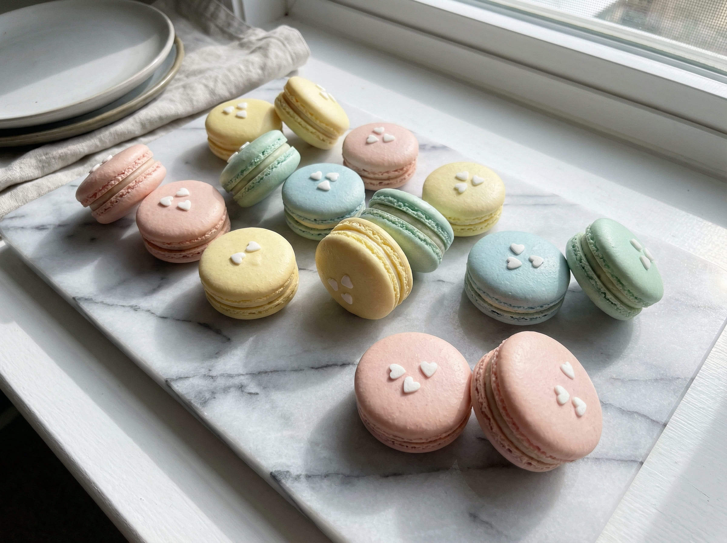 macarons pastel de Saint-Valentin