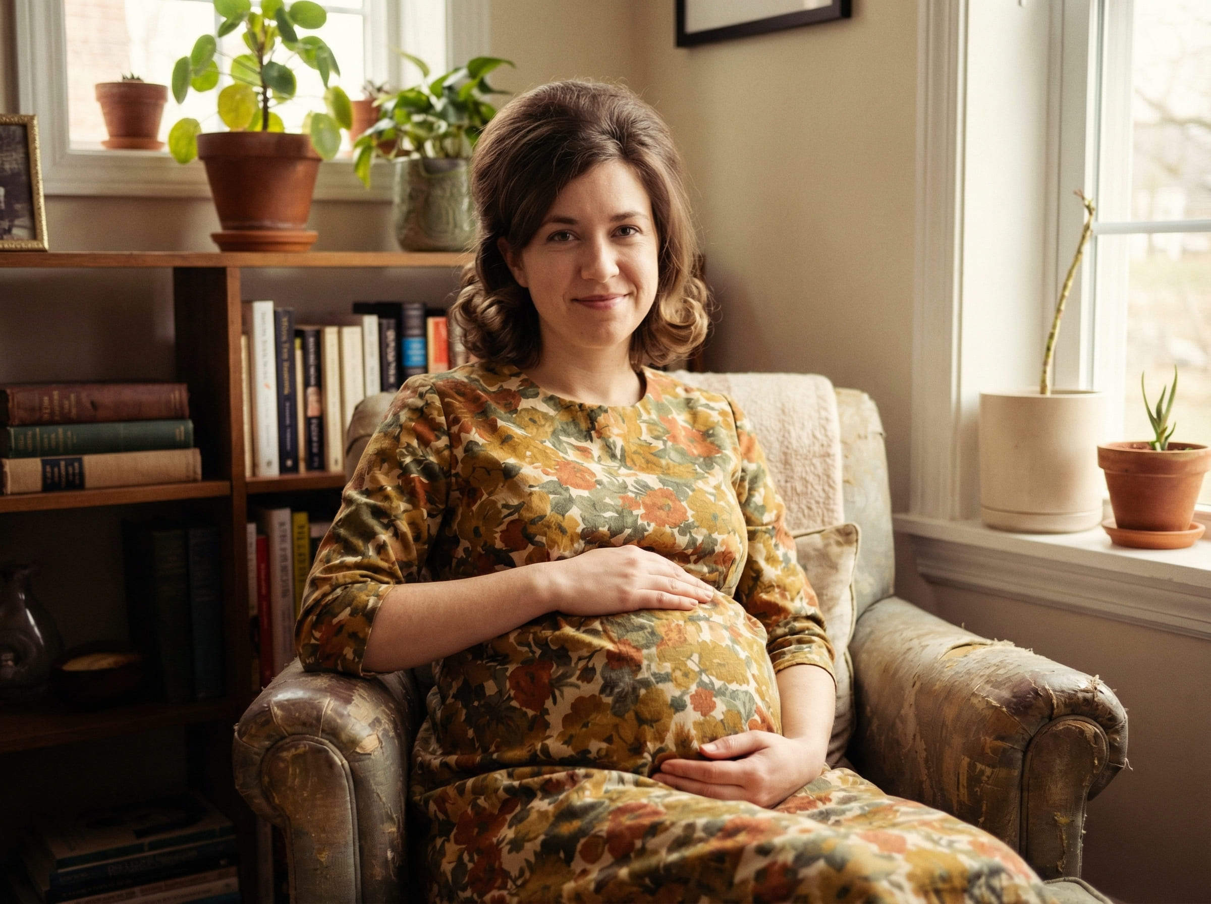 vintage pregnant woman retro style