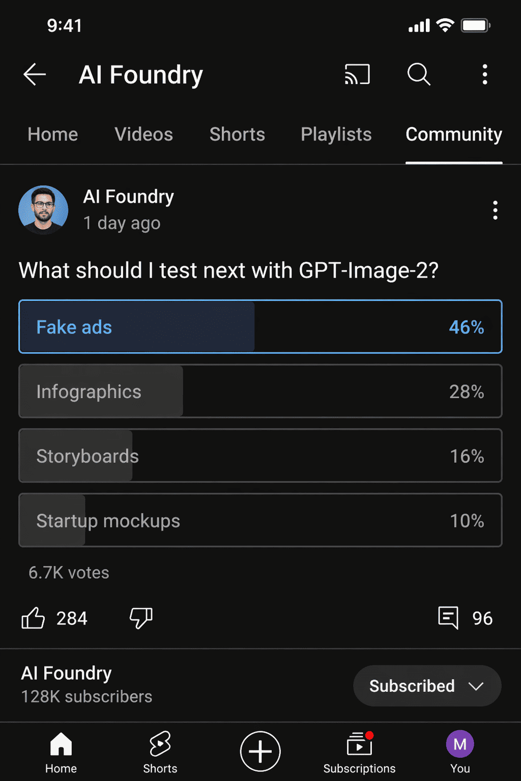 YouTube poll screenshot generated by gpt image 2