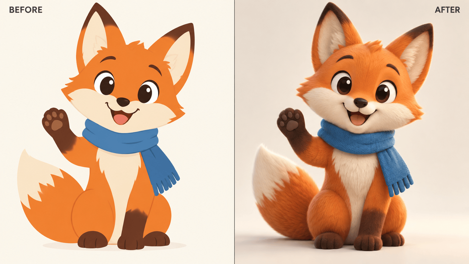 2D character to 3D-style image