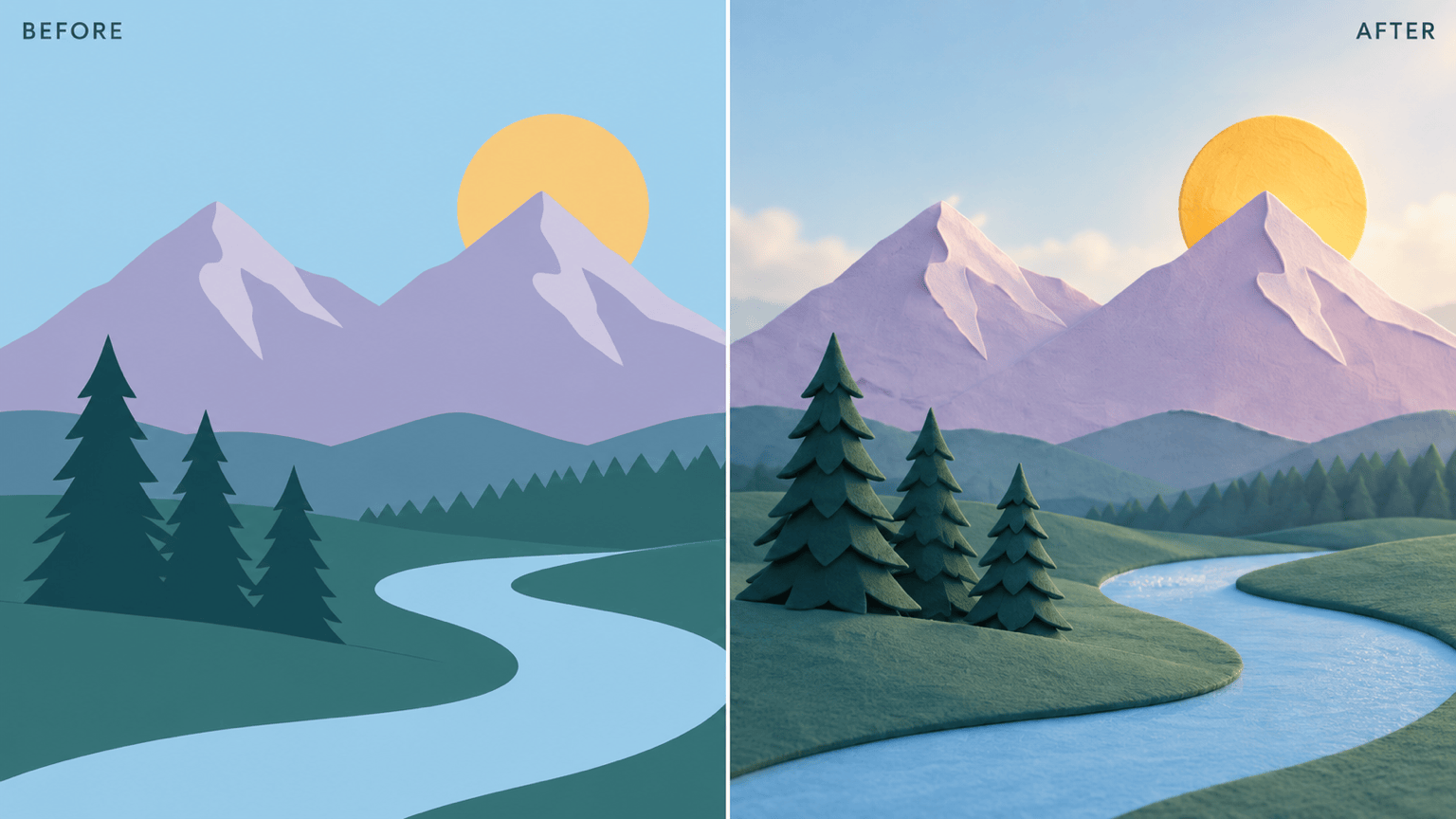 2D scene to dimensional illustration