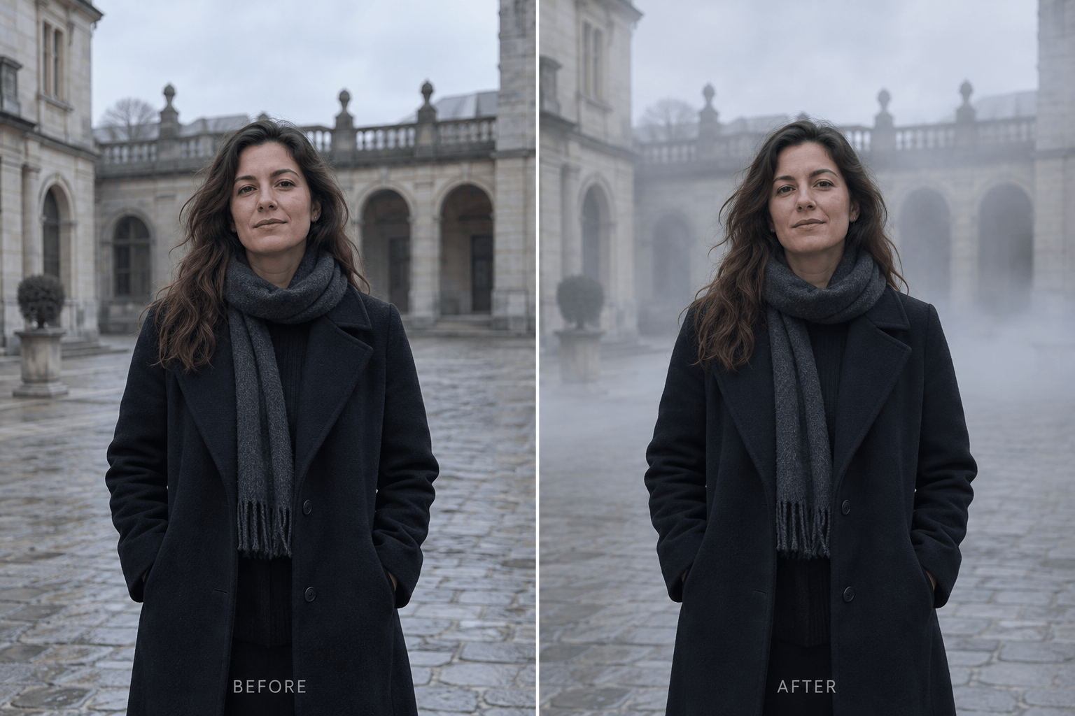 Portrait with foggy background comparison
