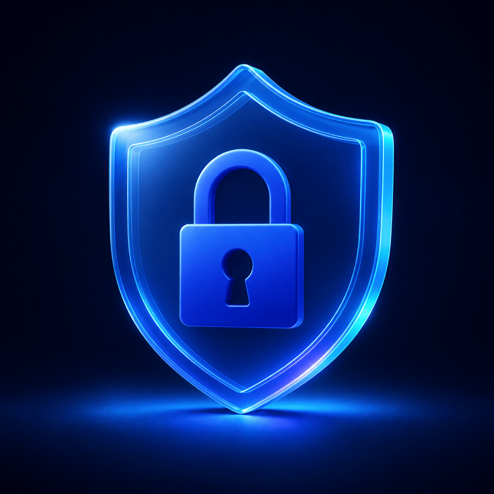 Glass cybersecurity 3D shield icon