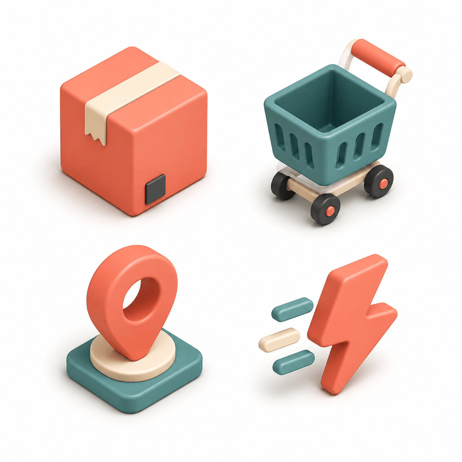 Isometric commerce 3D icon set