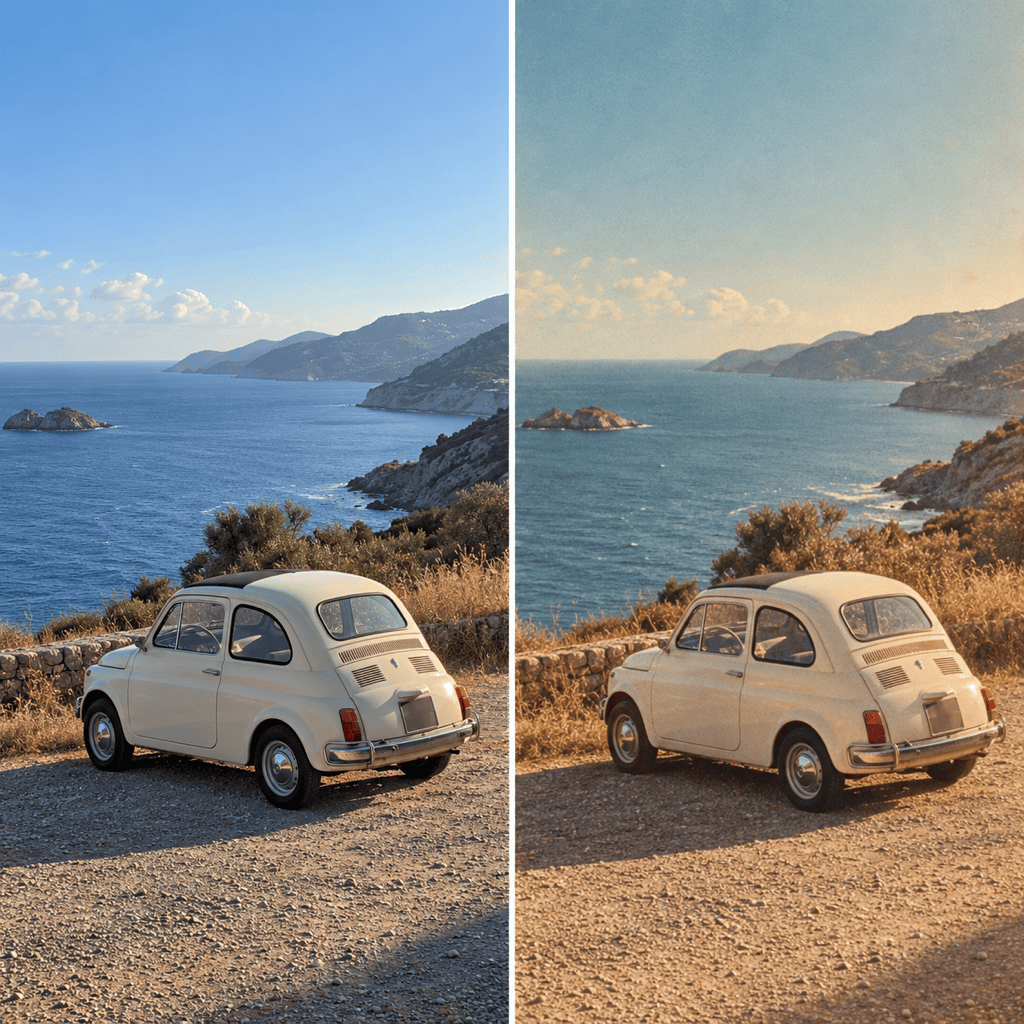 70s travel photo before and after