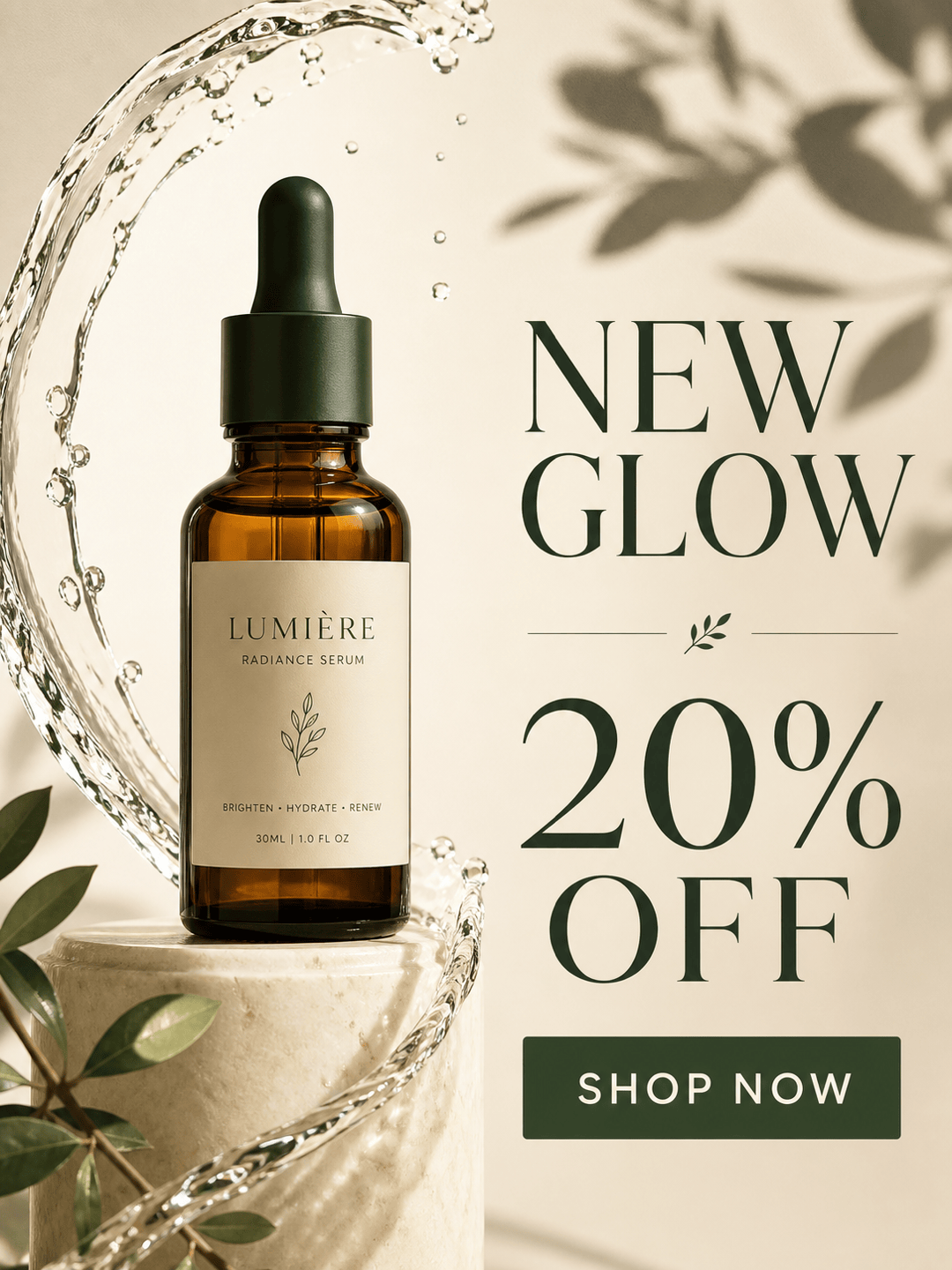 AI product advertisement poster for a skincare launch